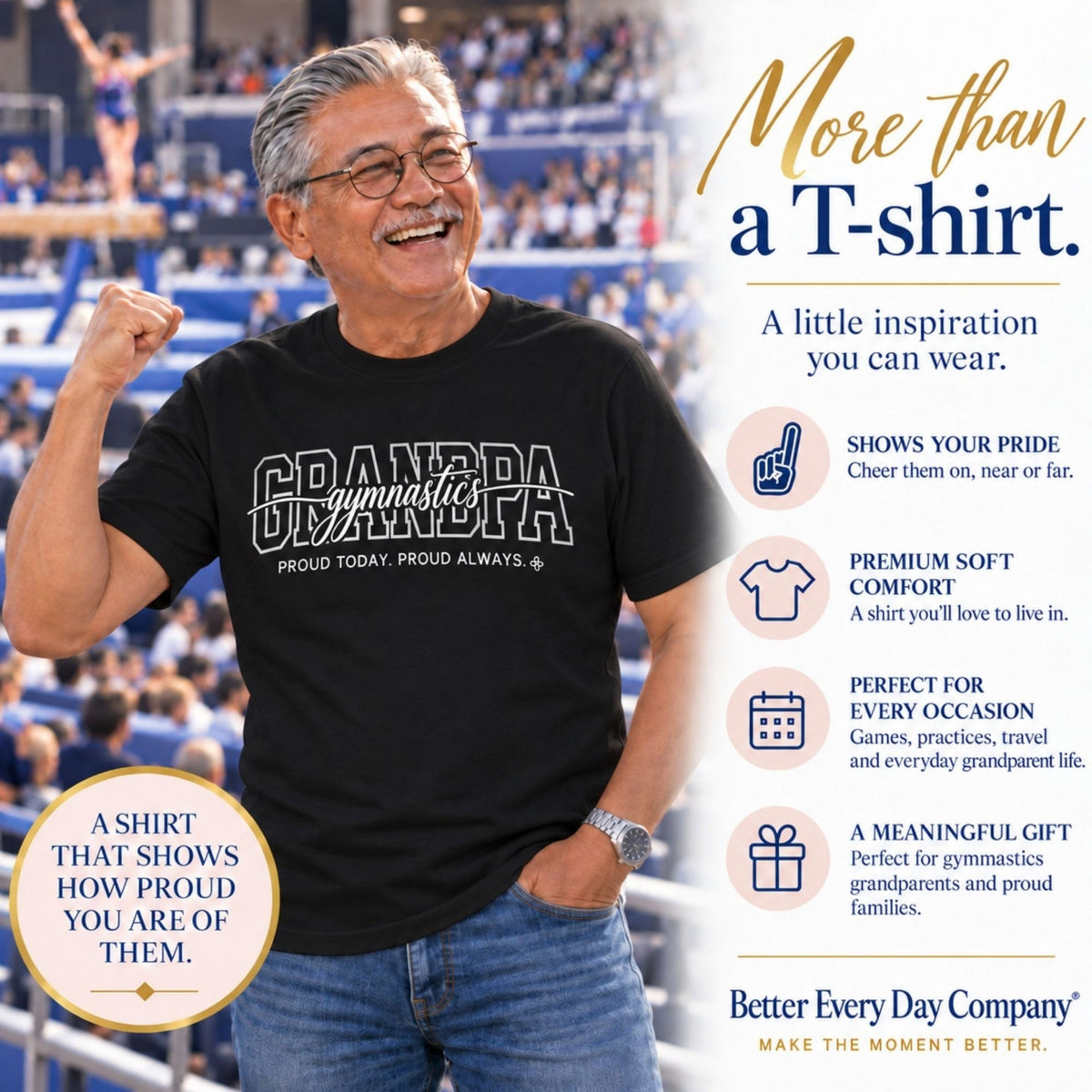 GYMNASTICS Grandpa Shirt - Proud Today. Proud Always. | Choose Your Team Shirt Color | Comfort Colors Tee