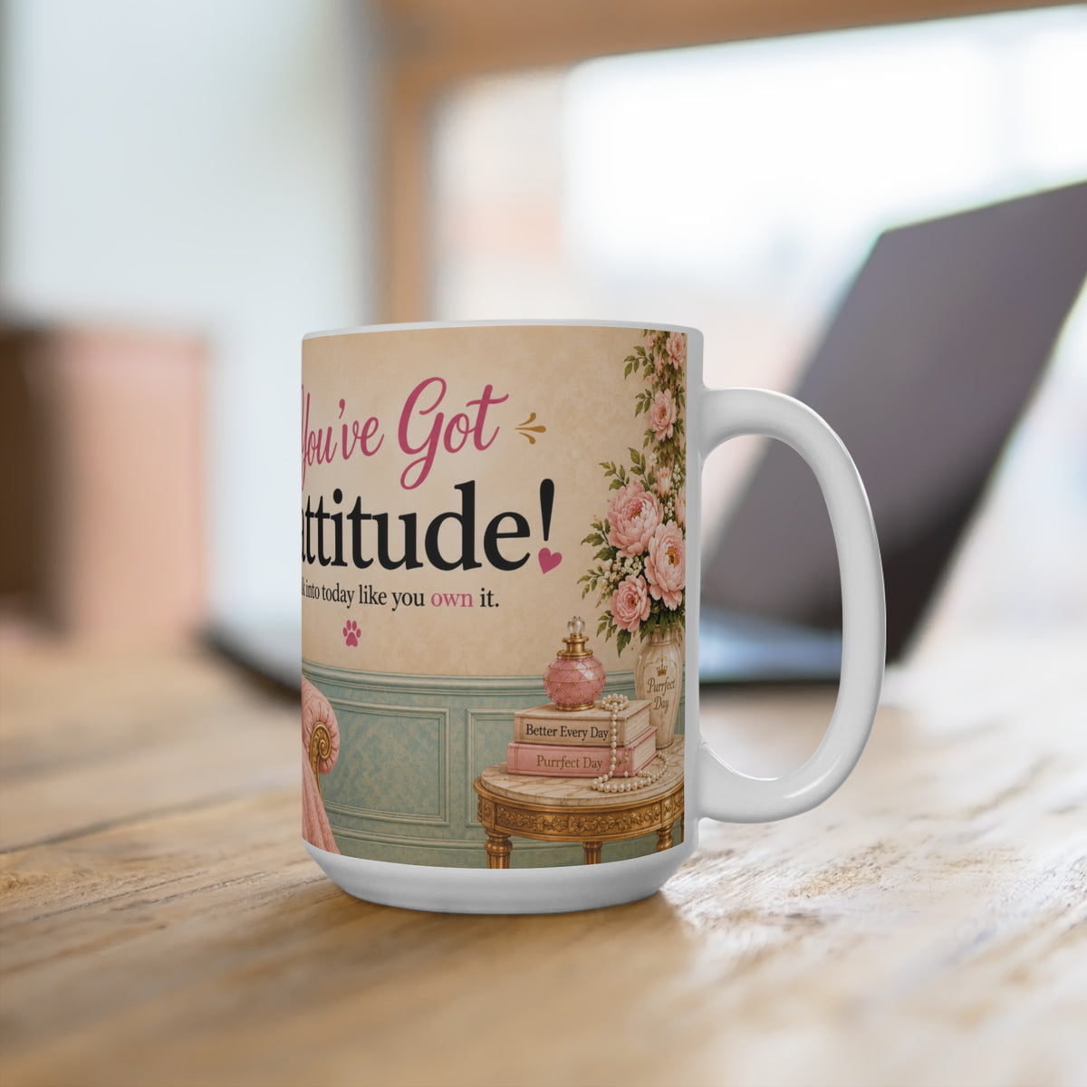 You've Got Cattitude - 15 oz Funny Cat Mug, Coffee Cup