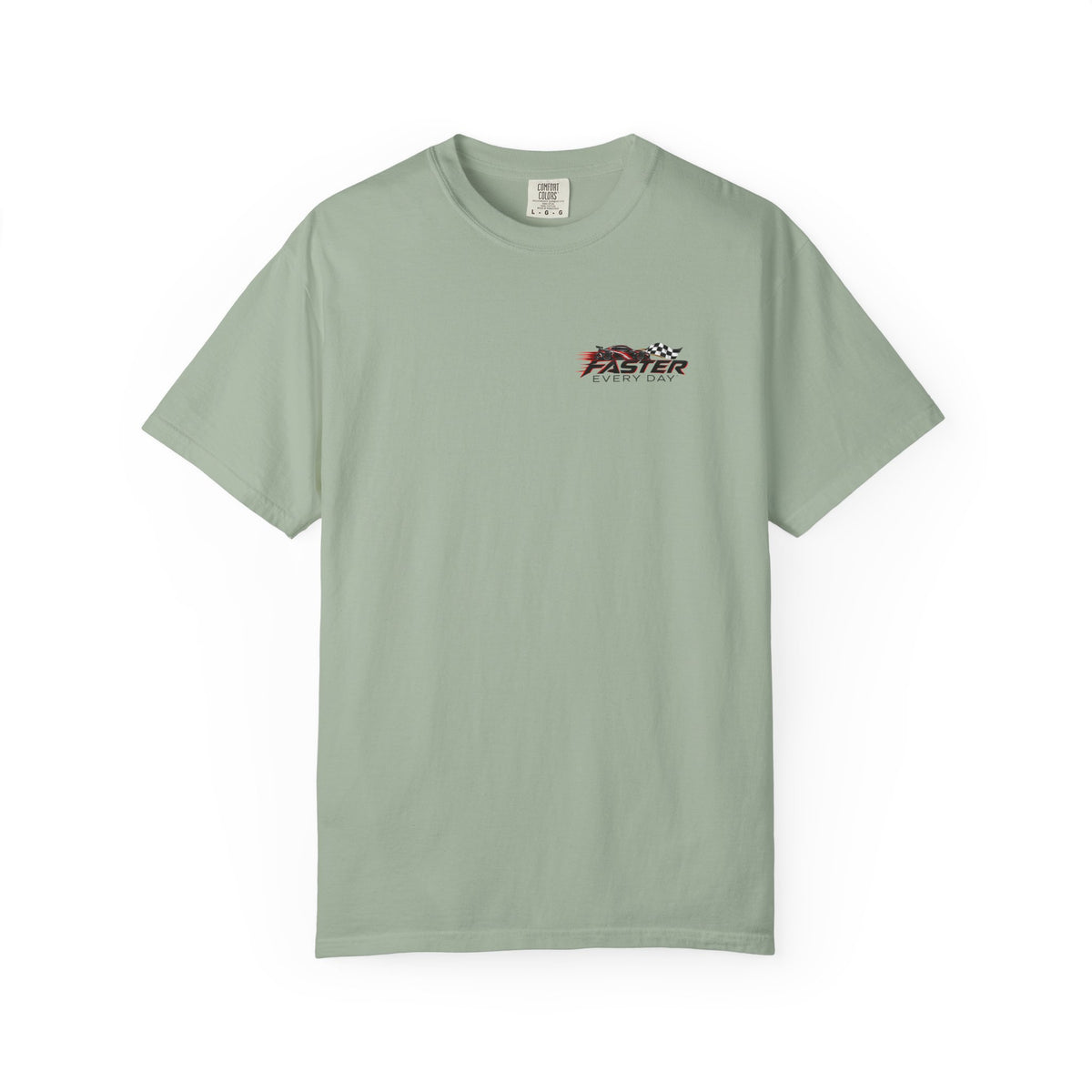 Faster Every Day Sports Car Tee | Driven to Be Better | Front Logo and Back Print | Comfort Colors T-Shirt