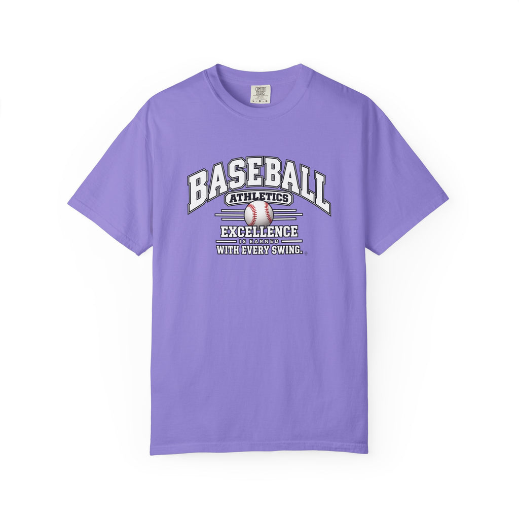Baseball Athletics T-Shirt | Excellence Is Earned With Every Swing | Baseball Comfort Colors Tee