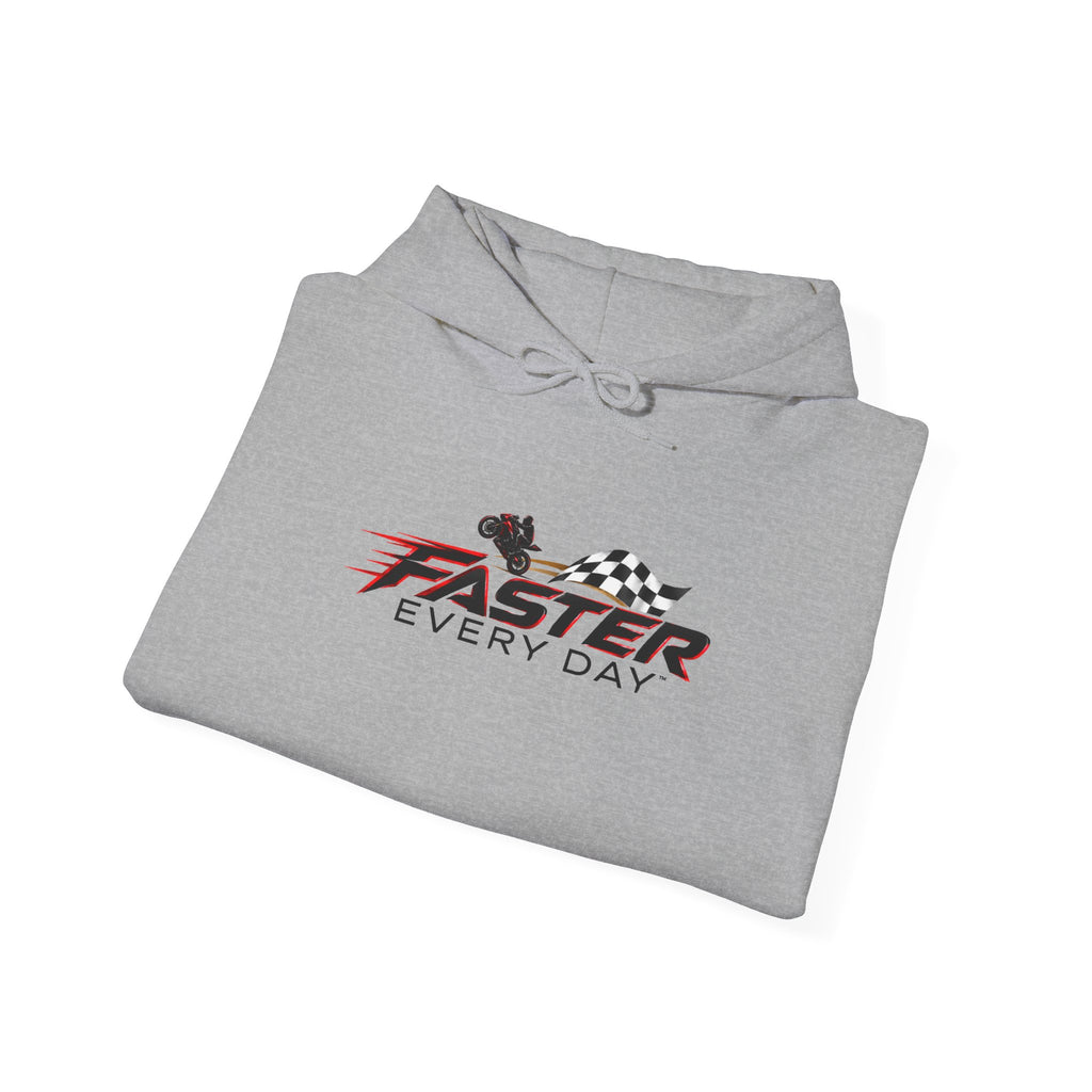 Faster Every Day Checkered Flag Logo Hoodie | Motorcycle Racing Gift | Gildan Hoodie