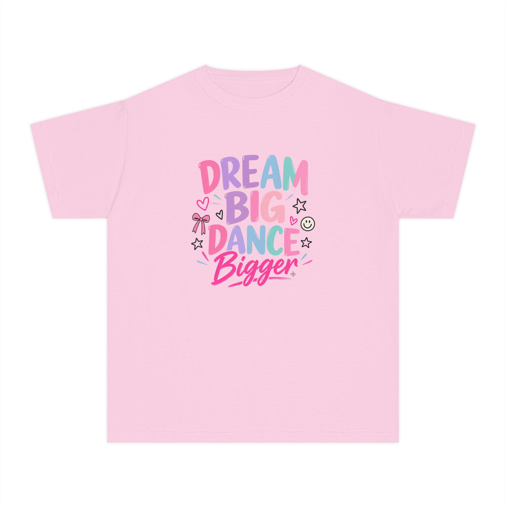 Dream Big Dance Bigger Youth T-Shirt | Dancer Gift | Girls Dance Comfort Colors Youth Tee