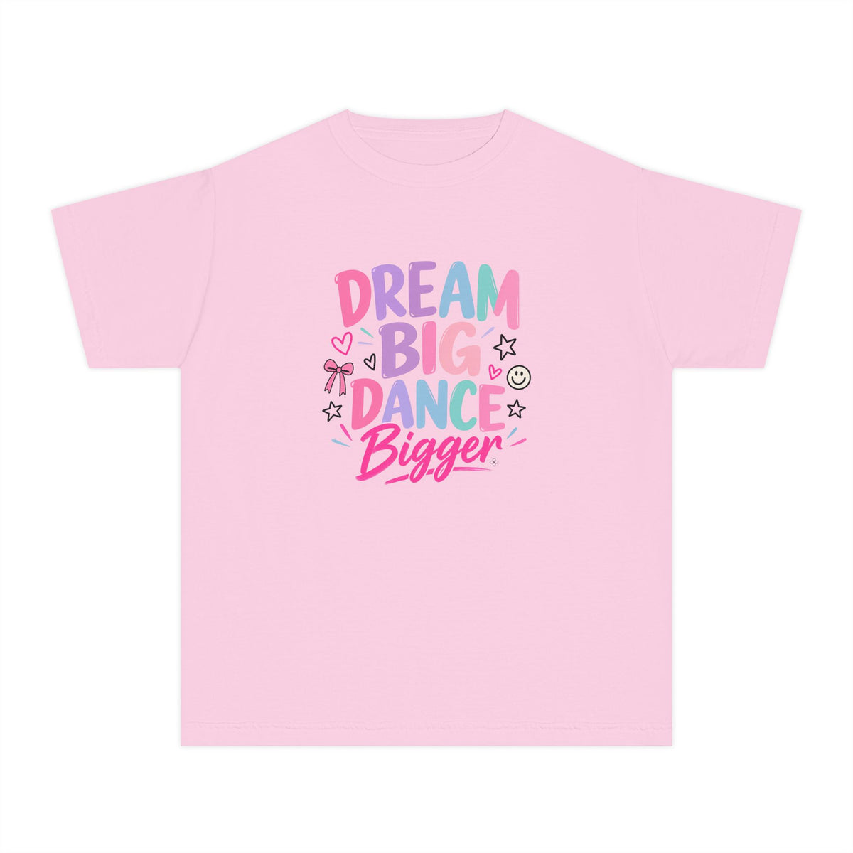Dream Big Dance Bigger Youth T-Shirt | Dancer Gift | Girls Dance Comfort Colors Youth Tee