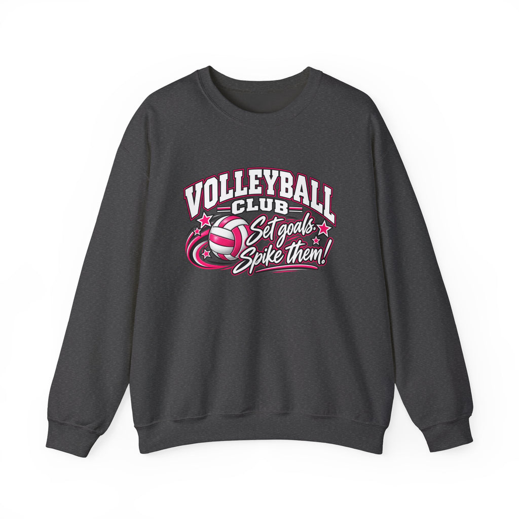 Volleyball Club Sweatshirt | Set Goals, Spike Them | Volleyball Gildan Crewneck