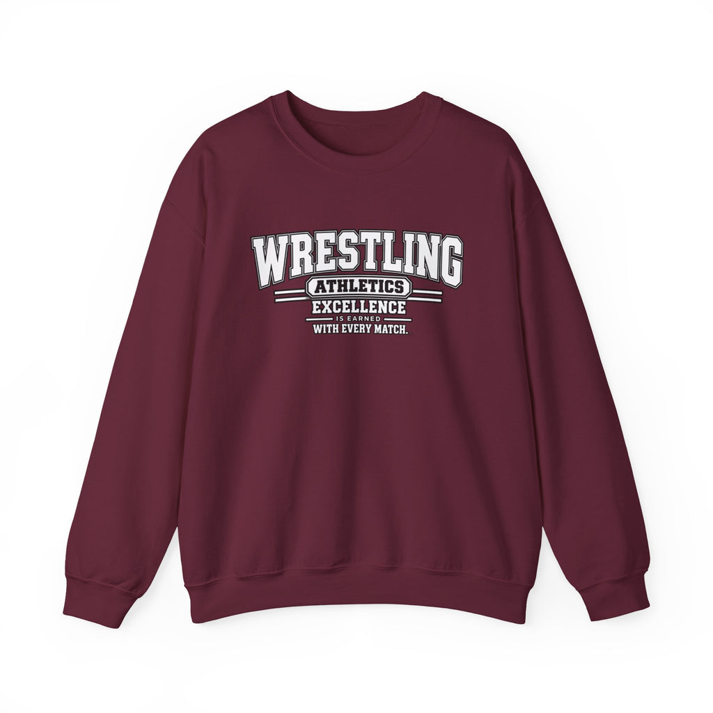 Wrestling Athletics Sweatshirt | Excellence Is Earned With Every Match | Wrestling Gildan Crewneck