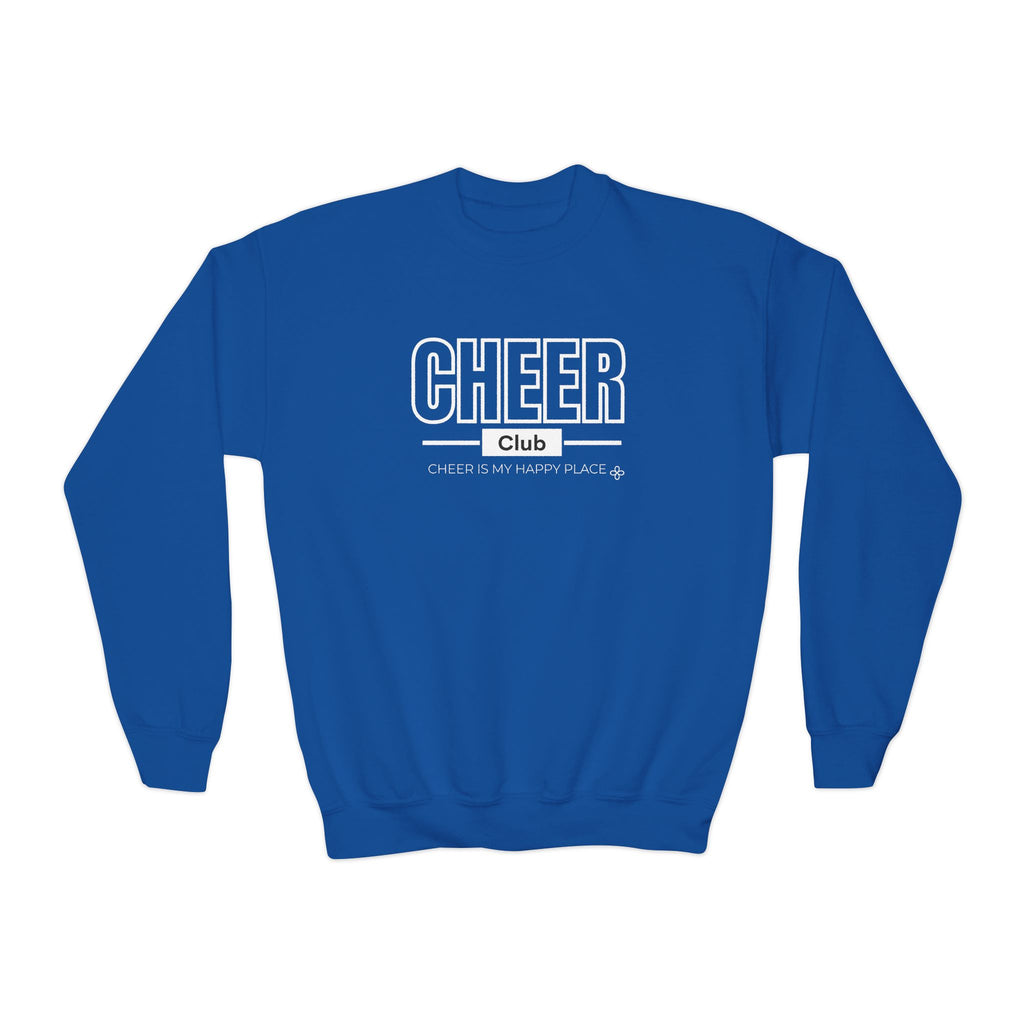 Cheer Club Youth Sweatshirt | Cheer Is My Happy Place | Girls Cheer Youth Crewneck