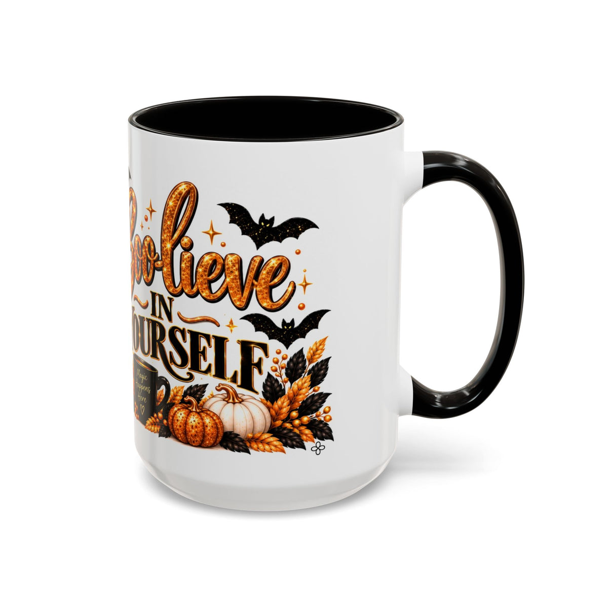 Halloween Mug, Cute 15oz Fall Coffee Mug, Funny Spooky Halloween Gift | BOO-LIEVE IN YOURSELF, Inspirational Mug