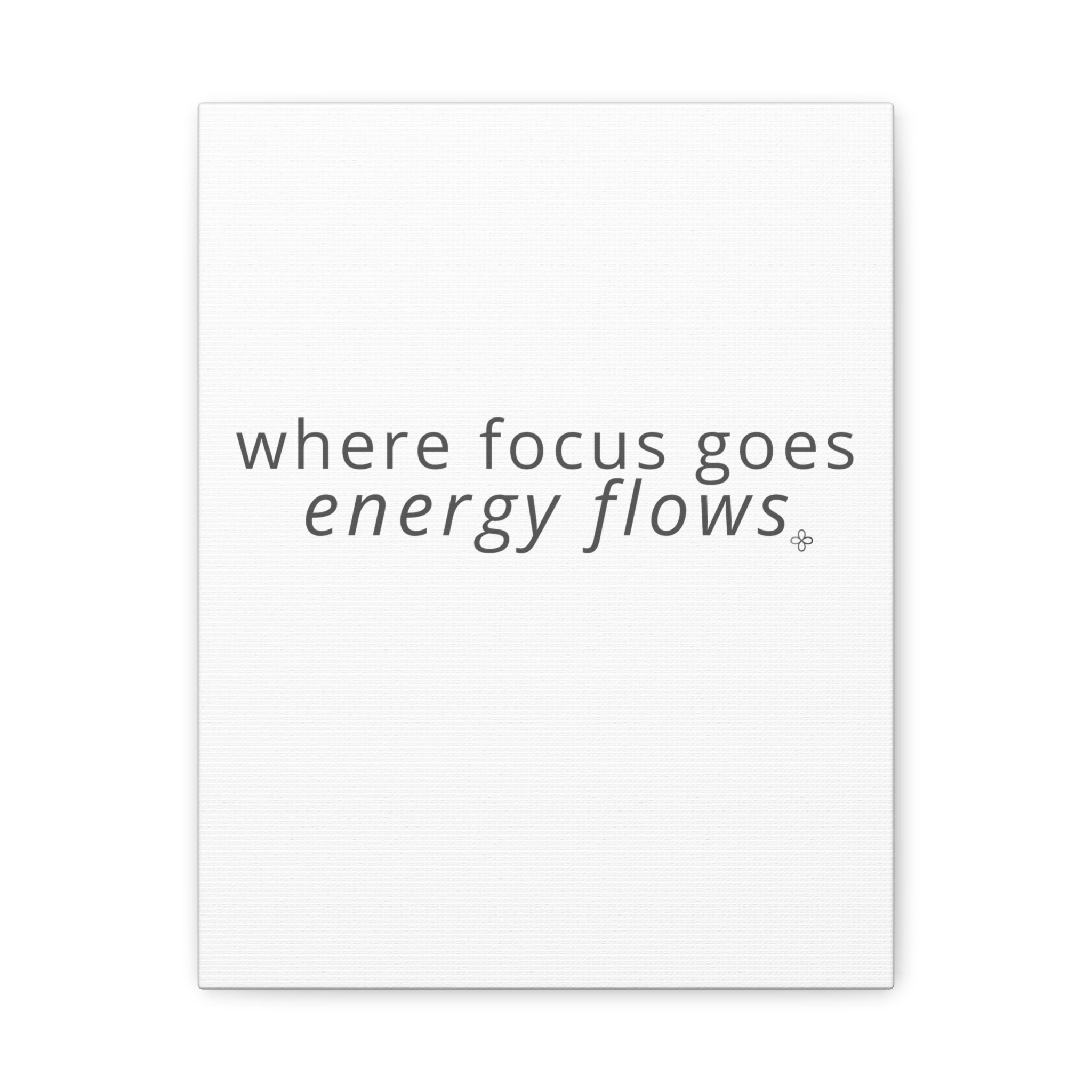 Focus Matte Canvas Wall Art "Where Focus Goes Energy Flows" — Minimalist Inspirational Quote, Poster