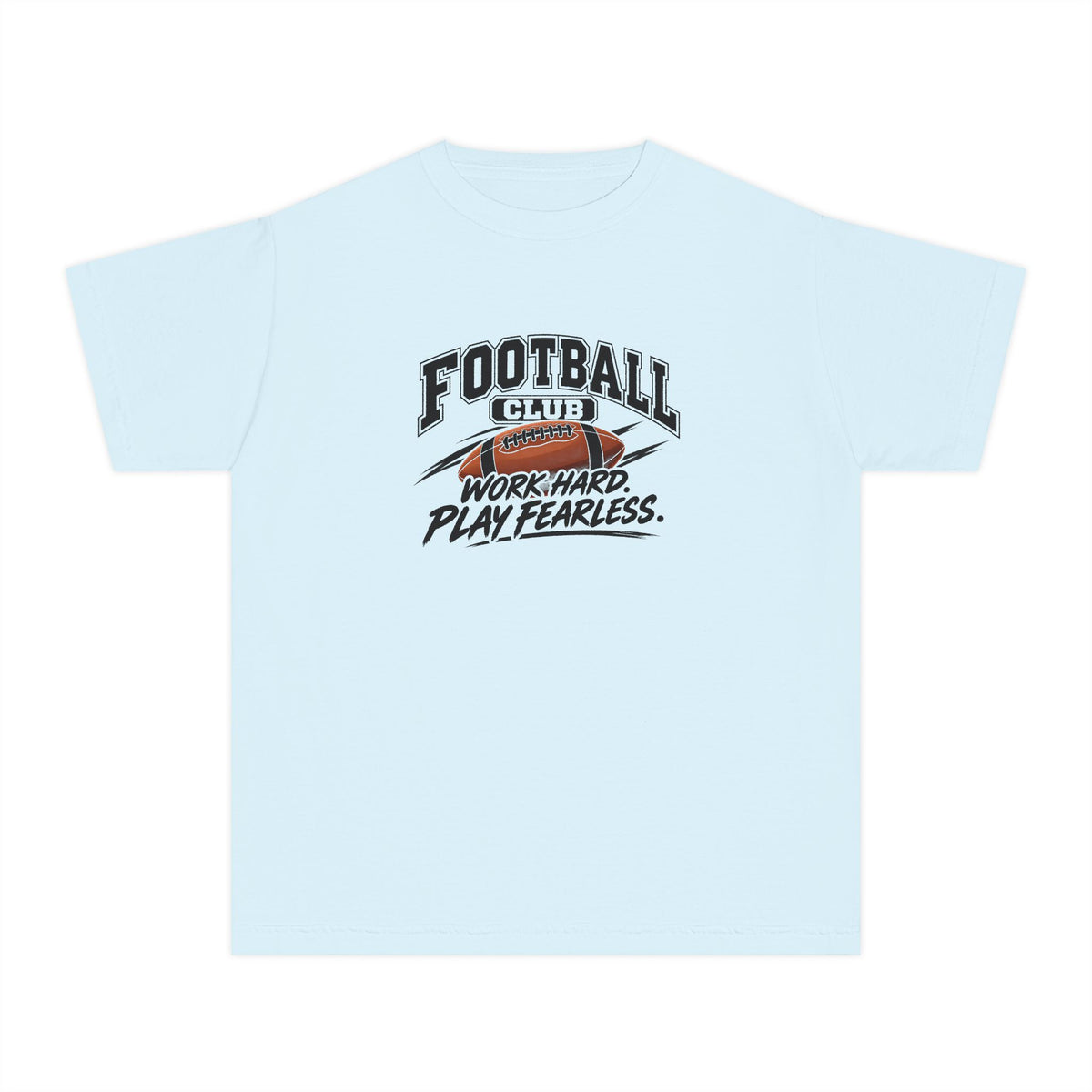 Football Club Youth T-Shirt | Work Hard, Play Fearless | Kids Football Comfort Colors Youth Tee
