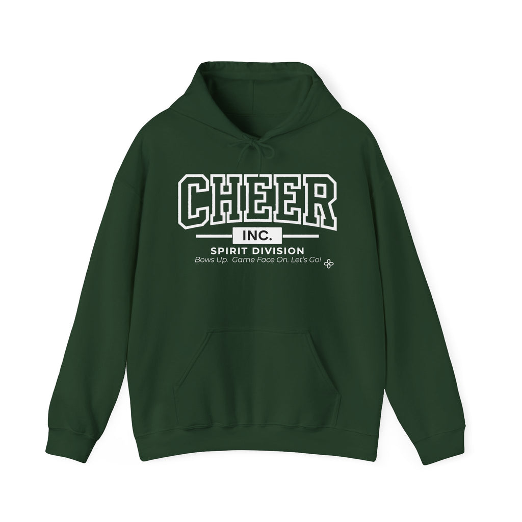 Cheer Inc. Spirit Division Hoodie | Bows Up, Game Face On, Let's Go | Cheer Gildan Hoodie