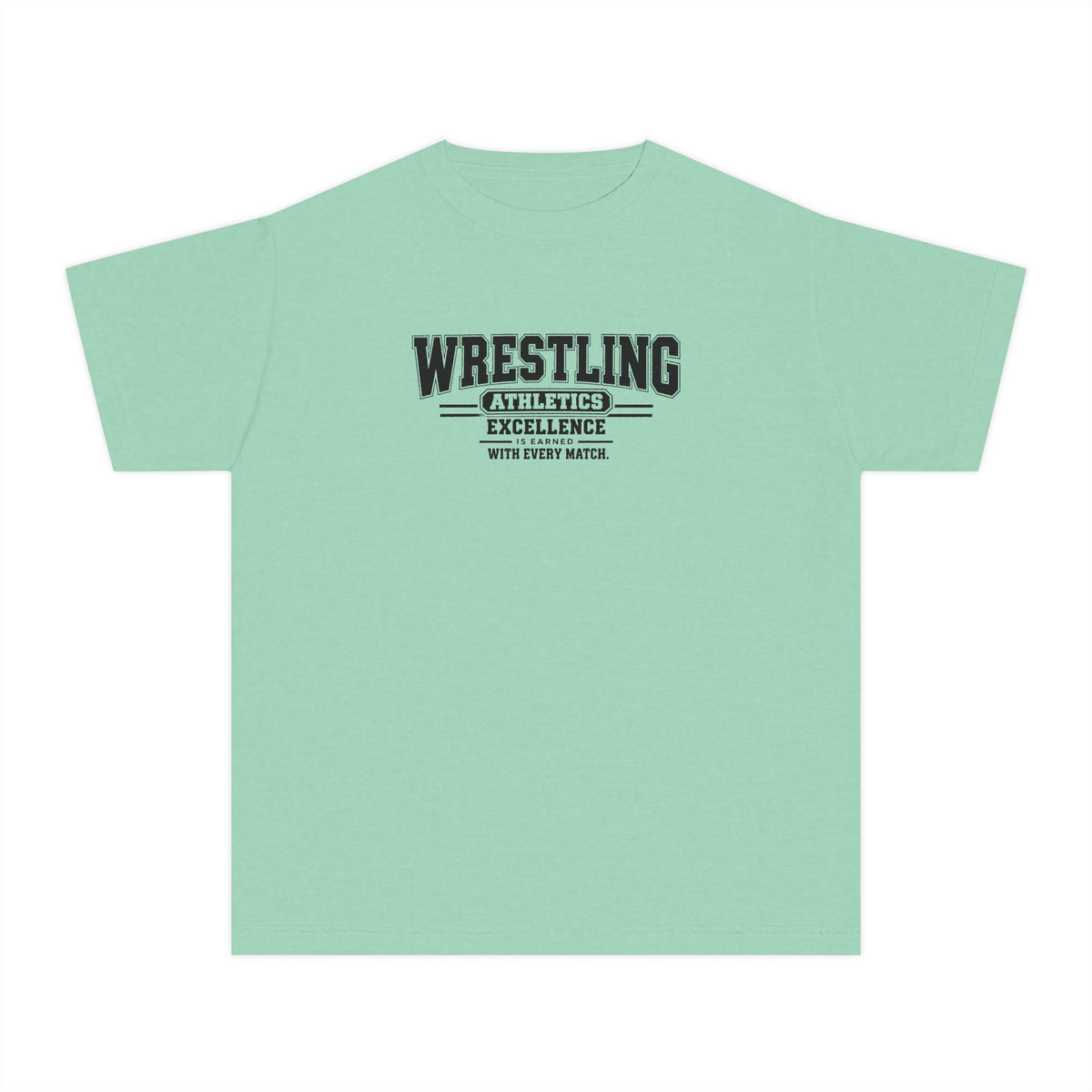 Wrestling Athletics Youth T-Shirt | Excellence Is Earned With Every Match | Kids Wrestling Comfort Colors Youth Tee