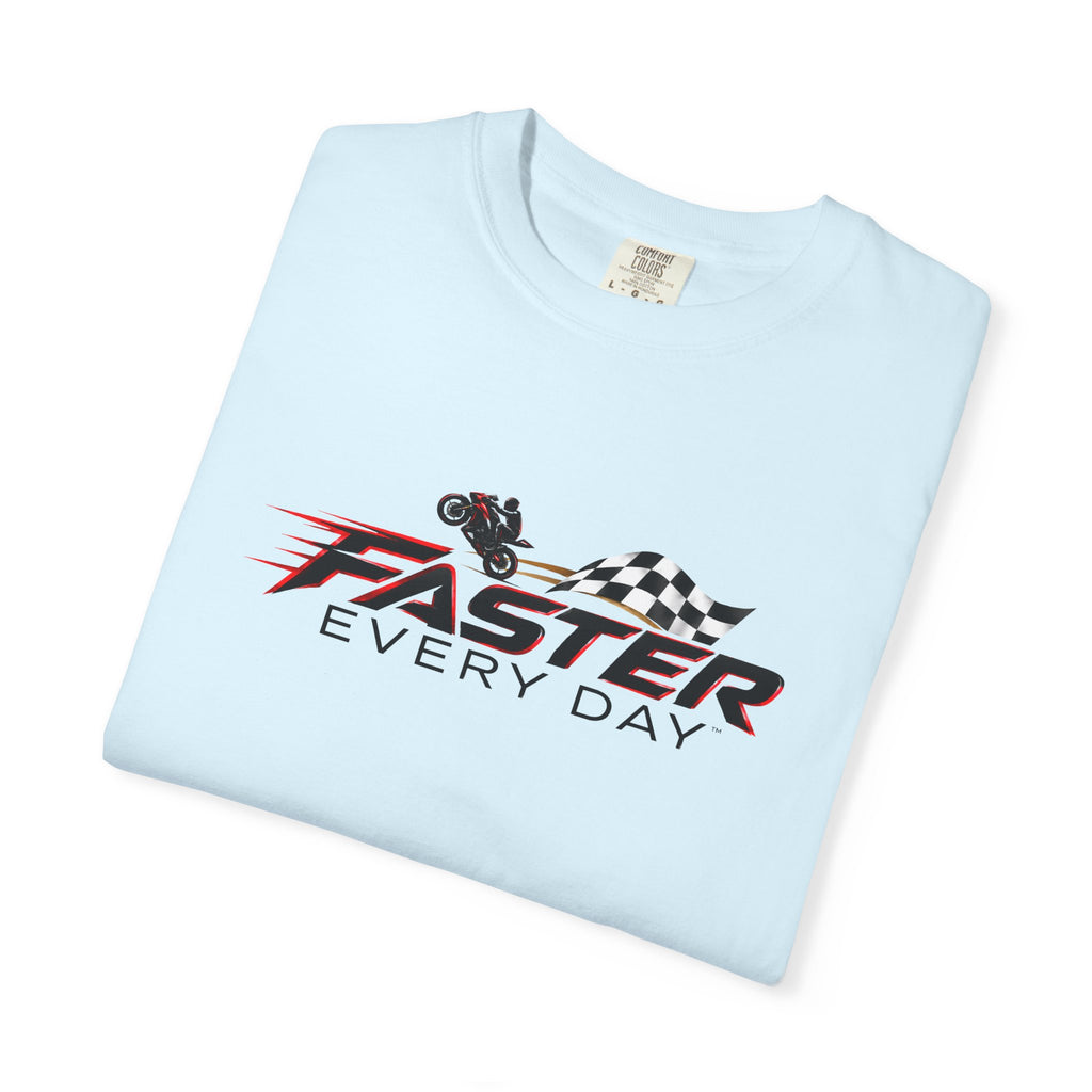 Faster Every Day Checkered Flag Logo Tee | Motorcycle Racing Shirt | Comfort Colors T-Shirt