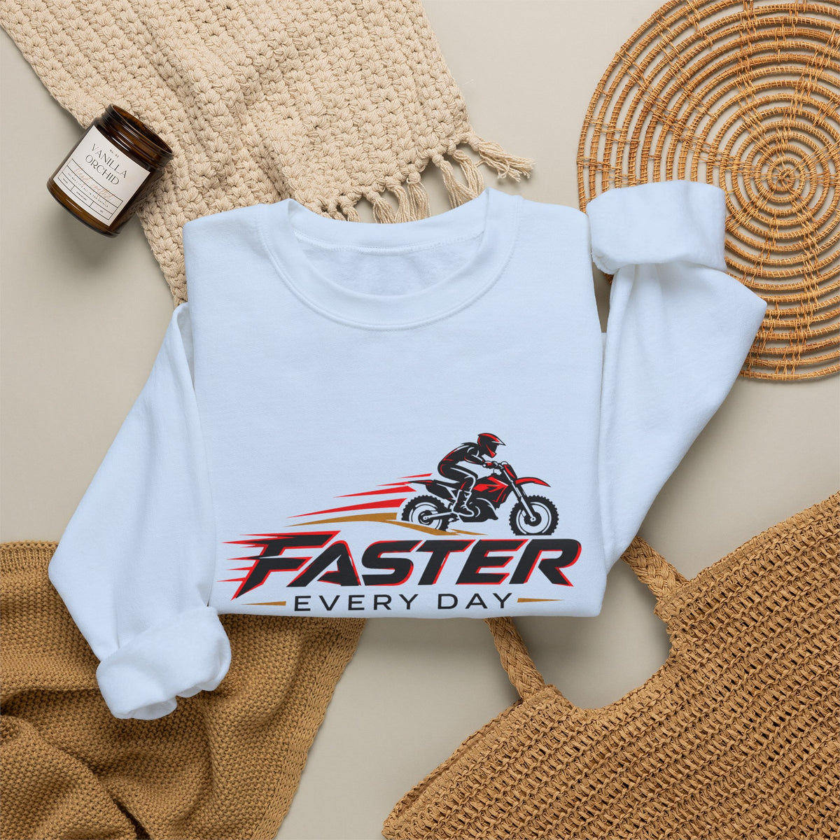 Faster Every Day Dirt Bike Logo Sweatshirt | Motocross Gift | Gildan Crewneck Sweatshirt