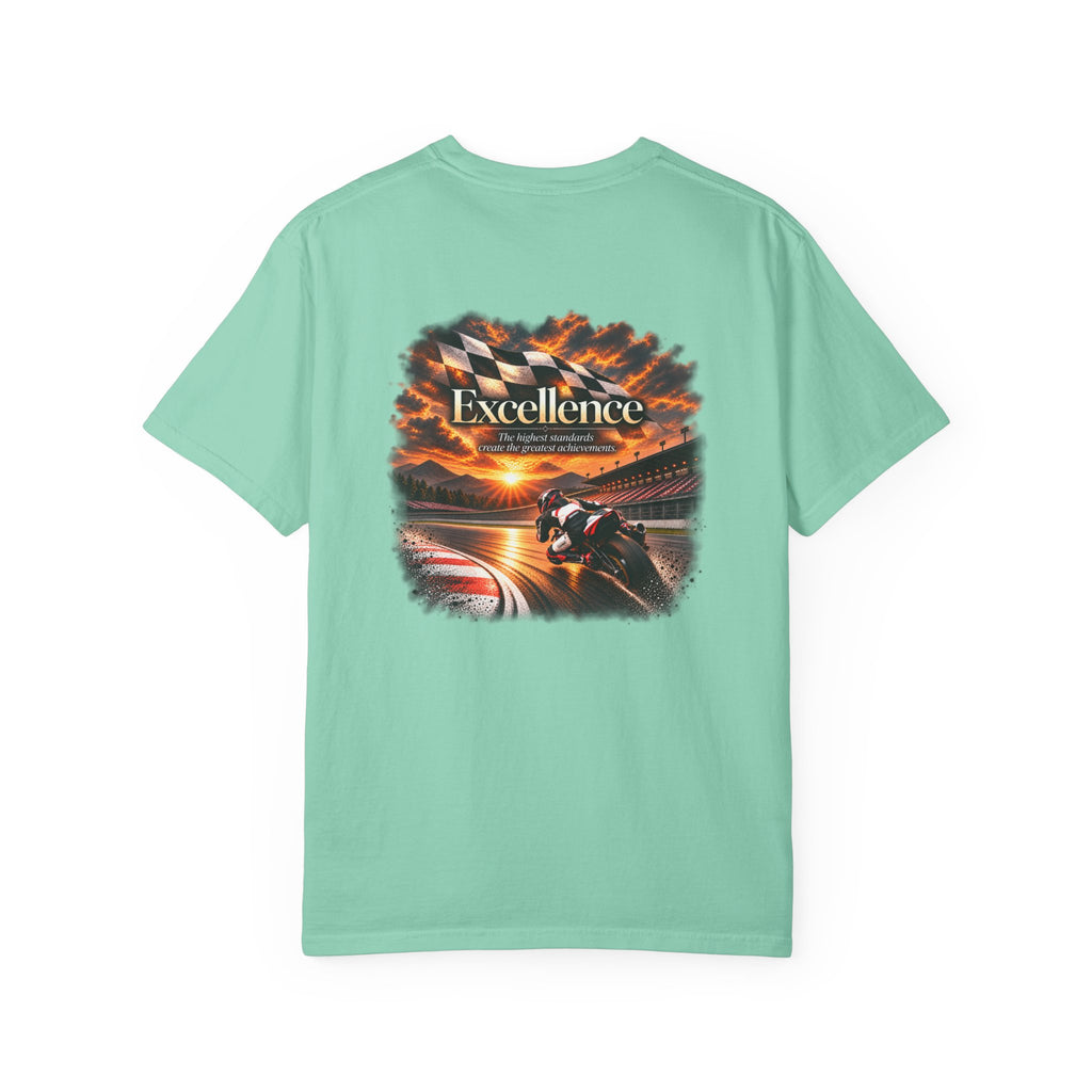 Excellence - The Highest Standards Create the Greatest Achievements | Motorcycle Racing Tee | Front Logo and Back Print