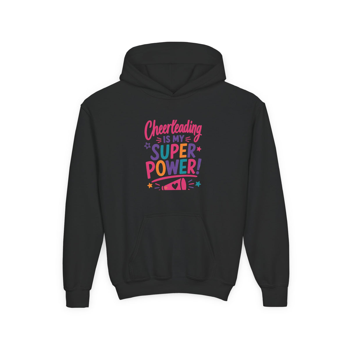 Cheerleading Is My Superpower Youth Hoodie | Cheerleader Gift | Girls Cheer Youth Hoodie