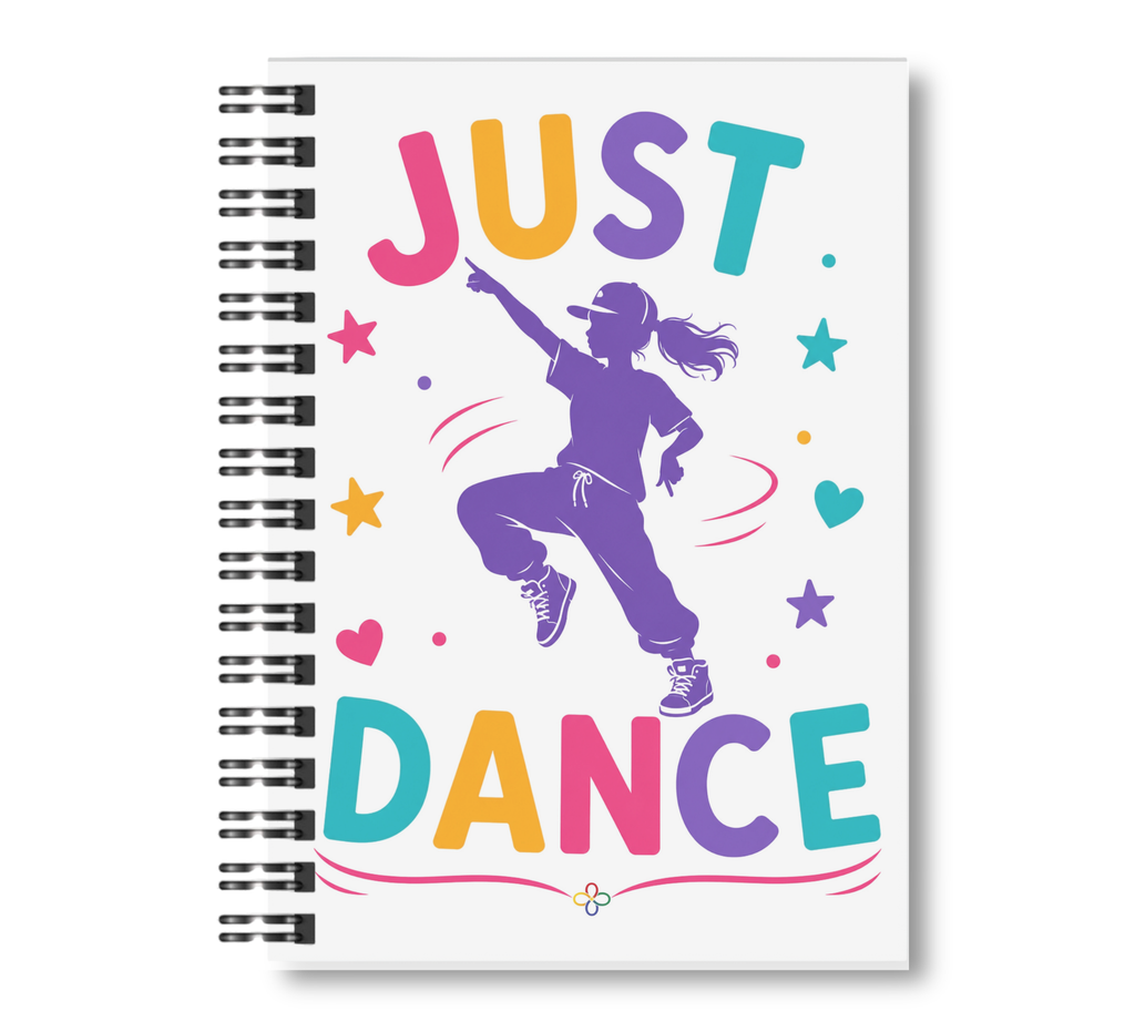 Dance Notebook - 10 CHOICES - 8.5"x11" Wide Ruled Blank Notebook, Spiral Bound
