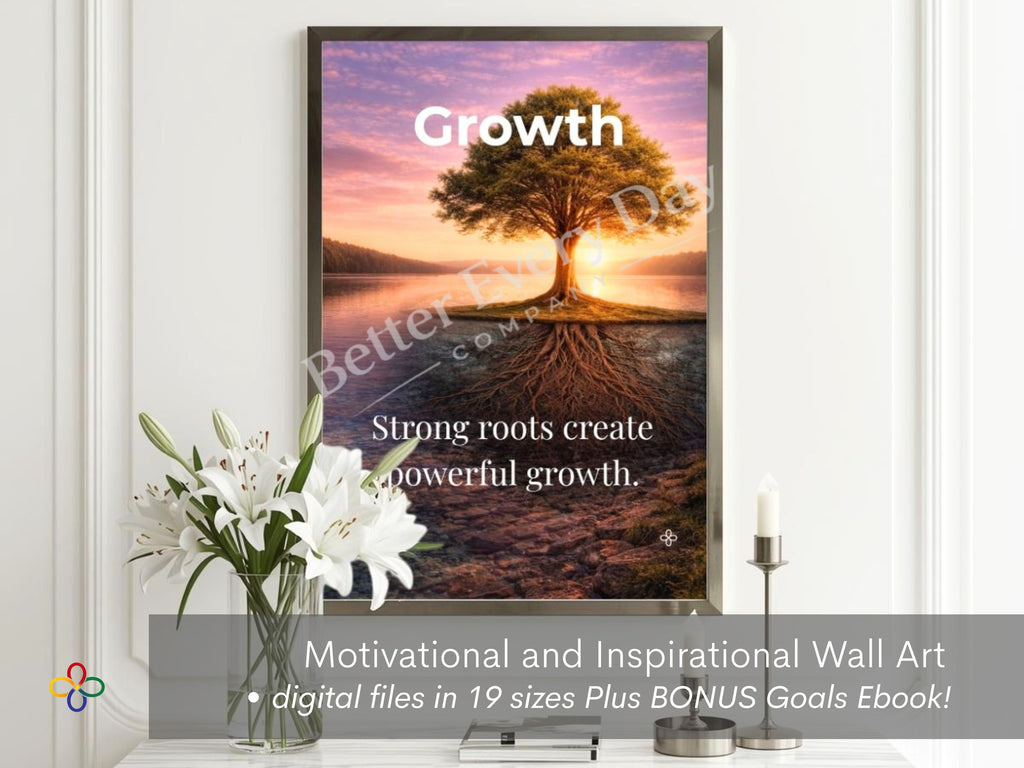 Growth - Tree Inspirational Poster Print, Quote Poster, Motivational Nature Wall Art (Digital Download) Wallart