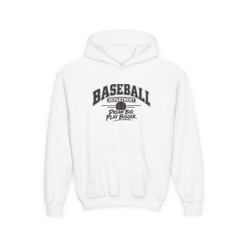 Baseball Department Youth Hoodie | Dream Big, Play Bigger | Kids Baseball Youth Hoodie