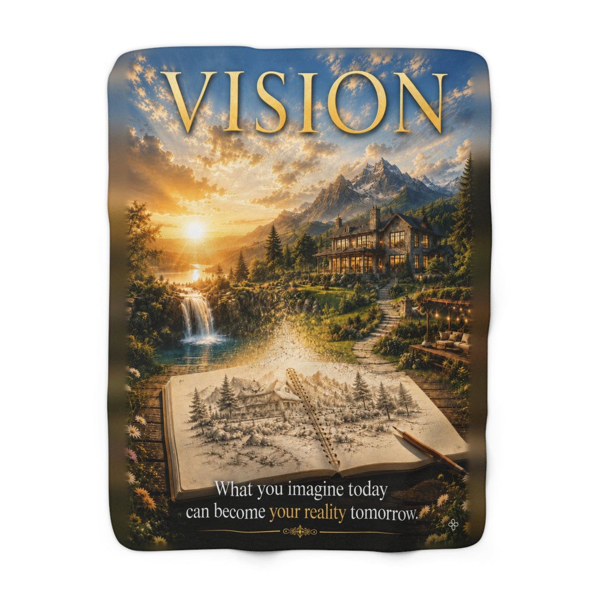 Vision Motivational Sherpa Blanket | Inspirational Quote Sherpa Fleece Throw | Uplifting Gift | Better Every Day