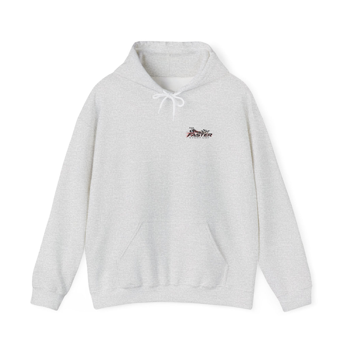 Faster Every Day Dragster Hoodie | Driven to Be Better | Front Logo and Back Print | Gildan Hoodie