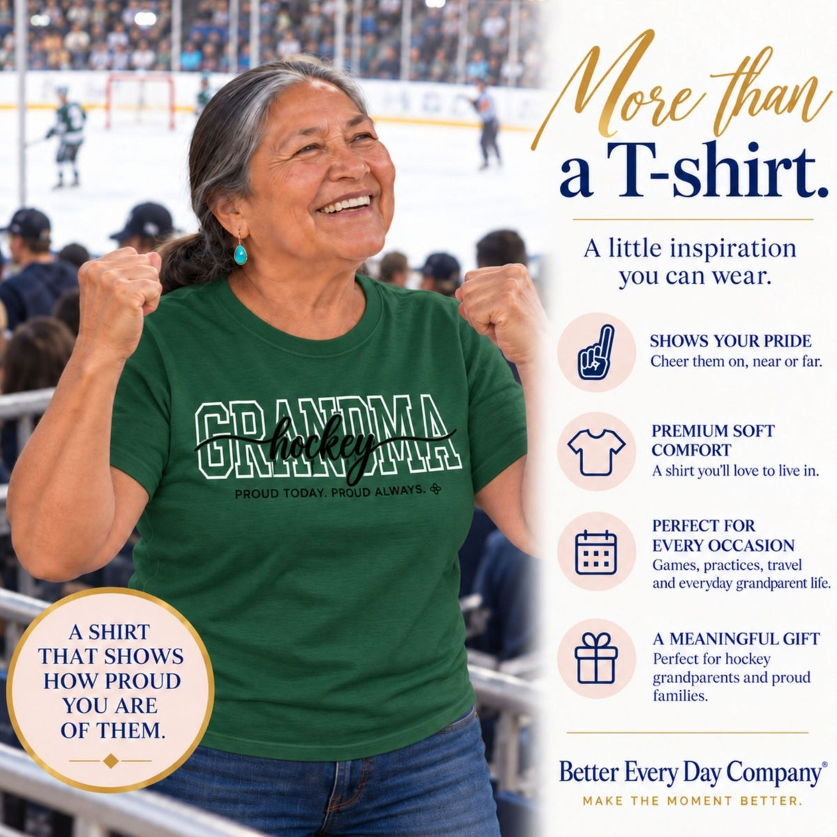 HOCKEY Grandma Shirt - Proud Today. Proud Always. | Choose Your Team Shirt Color | Comfort Colors Tee
