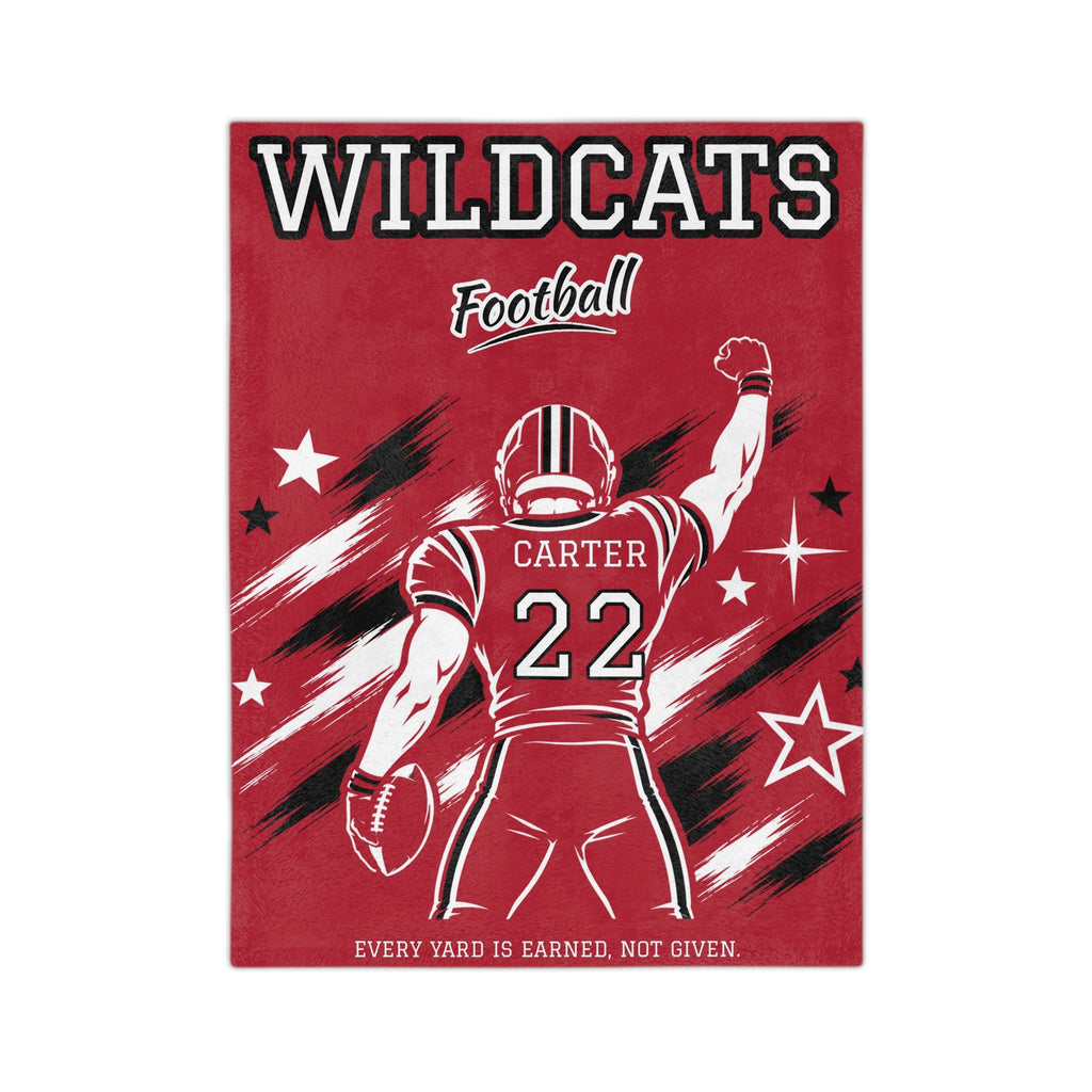 Personalized Football Blanket - Player Spotlight Design | Custom Team Name, Number & Player Name | 2 Styles, Your Team Colors | Plush Throw