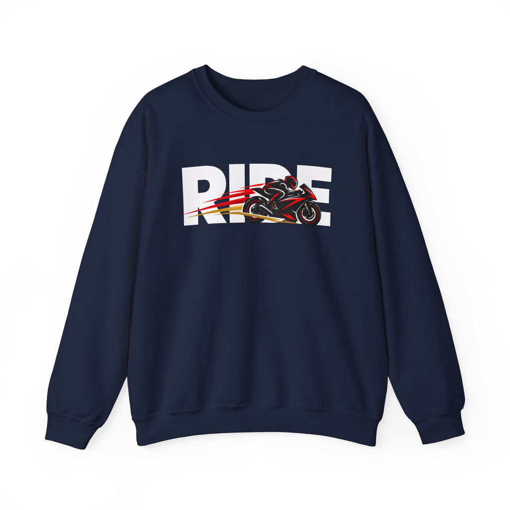 RIDE Sport Bike Sweatshirt | Sport Bike Rider Graphic | Gildan Crewneck