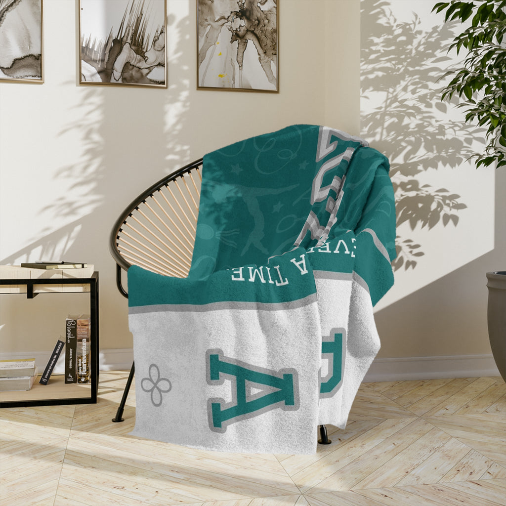 Personalized Gymnastics Blanket - Varsity Split Design | Custom Team Name, Class Year & Gymnast Name | Gymnast, Meet Gift | Plush Throw