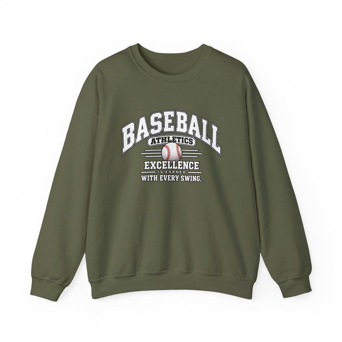 Baseball Athletics Sweatshirt | Excellence Is Earned With Every Swing | Baseball Gildan Crewneck