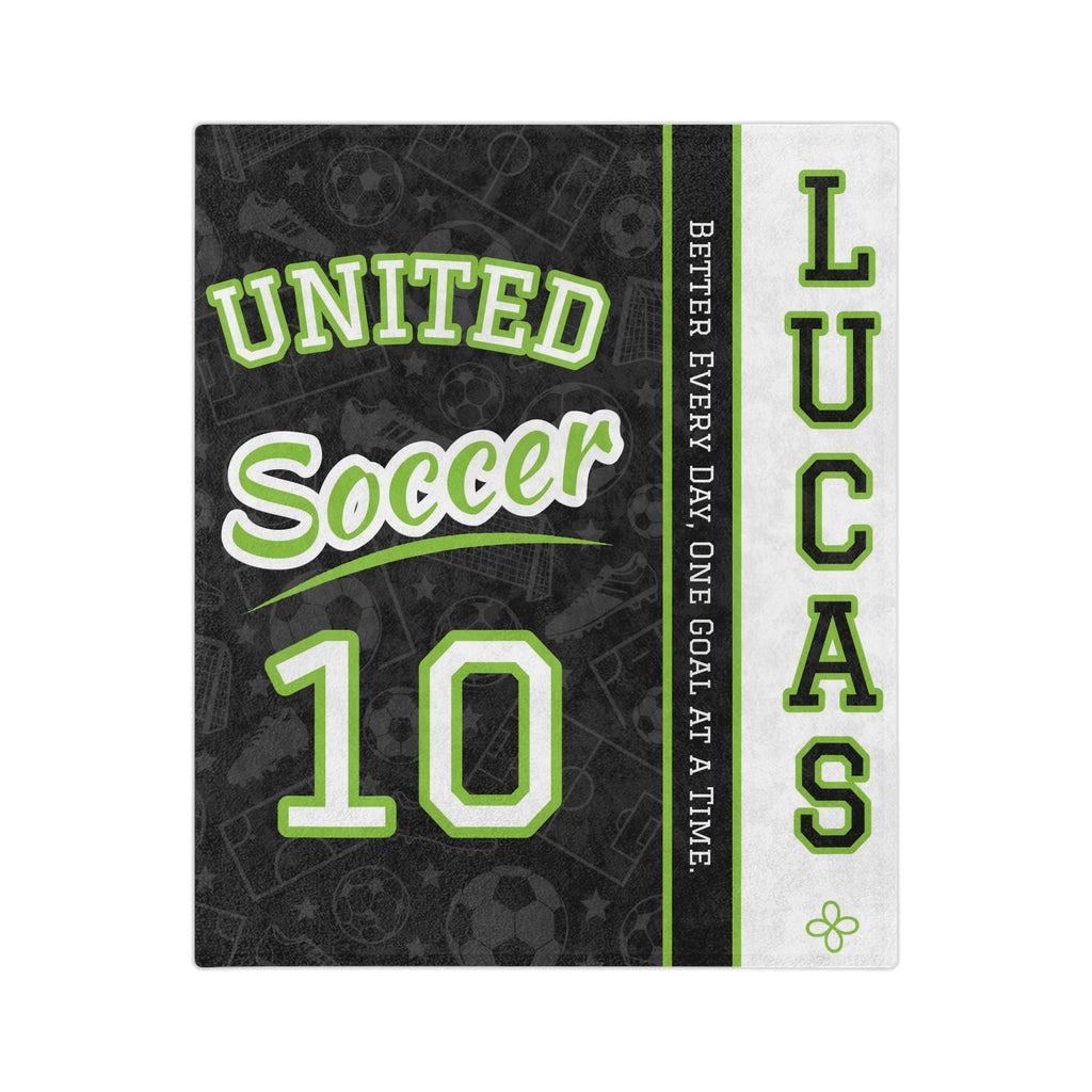Personalized Soccer Blanket - Varsity Split Design | Custom Team Name, Number or Class Year & Player Name | Soccer Player, Senior Night Gift | Plush Throw