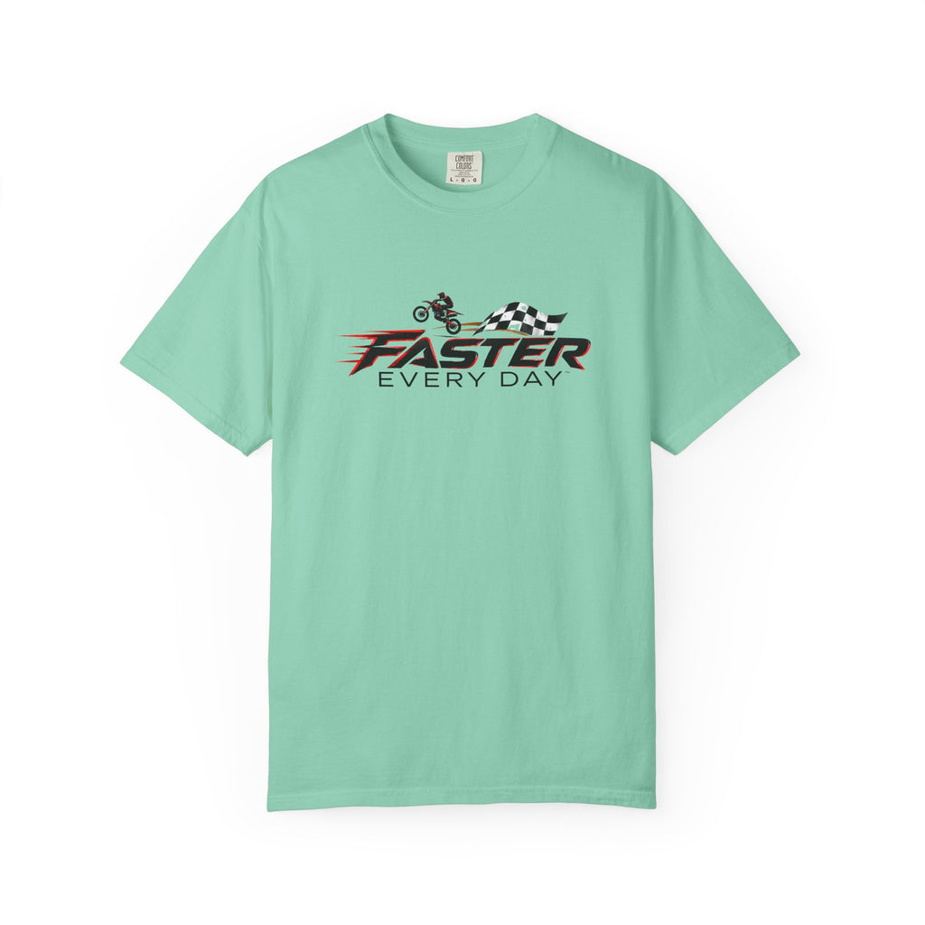 Faster Every Day Dirt Bike Checkered Flag Logo Tee | Motocross Shirt | Comfort Colors T-Shirt