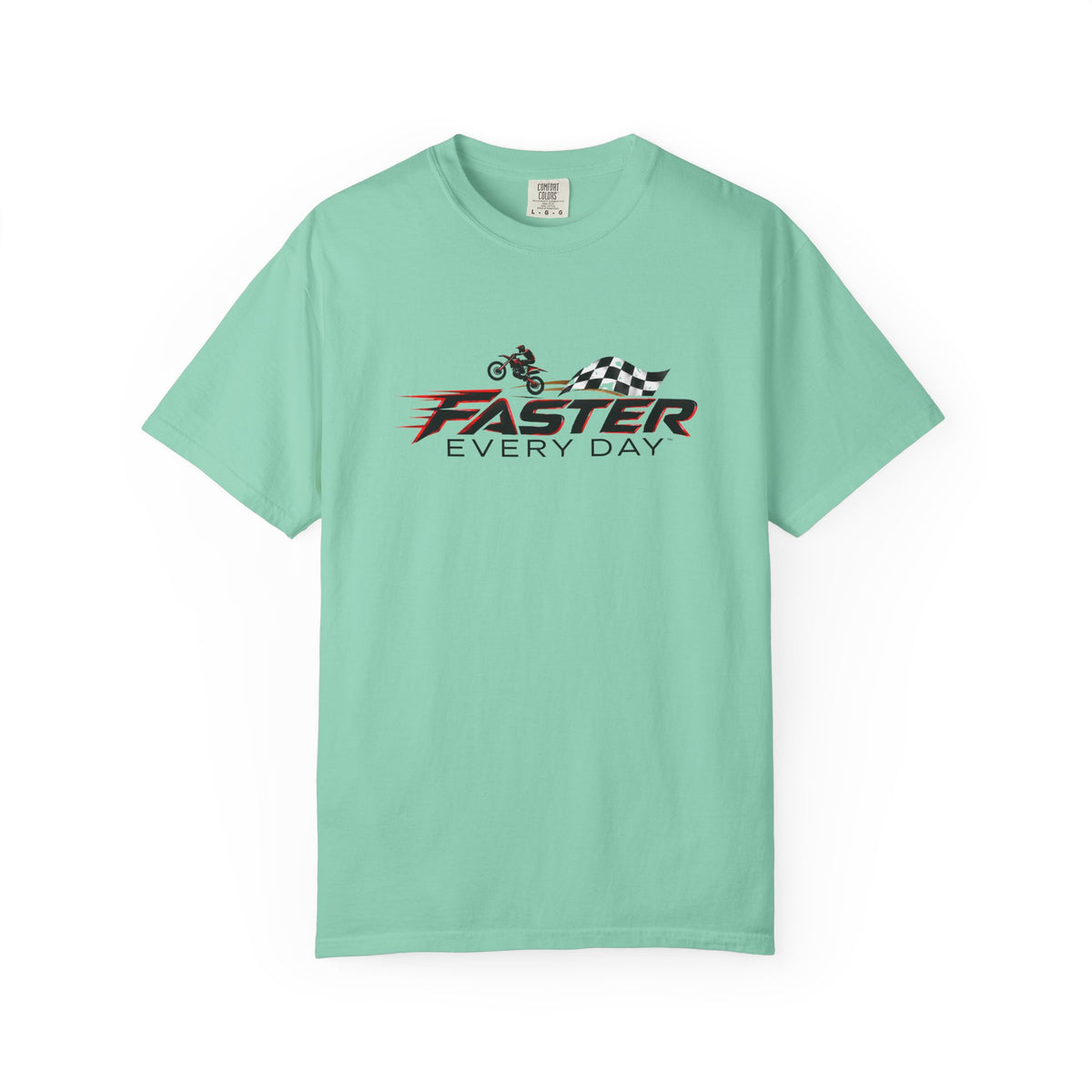 Faster Every Day Dirt Bike Checkered Flag Logo Tee | Motocross Shirt | Comfort Colors T-Shirt