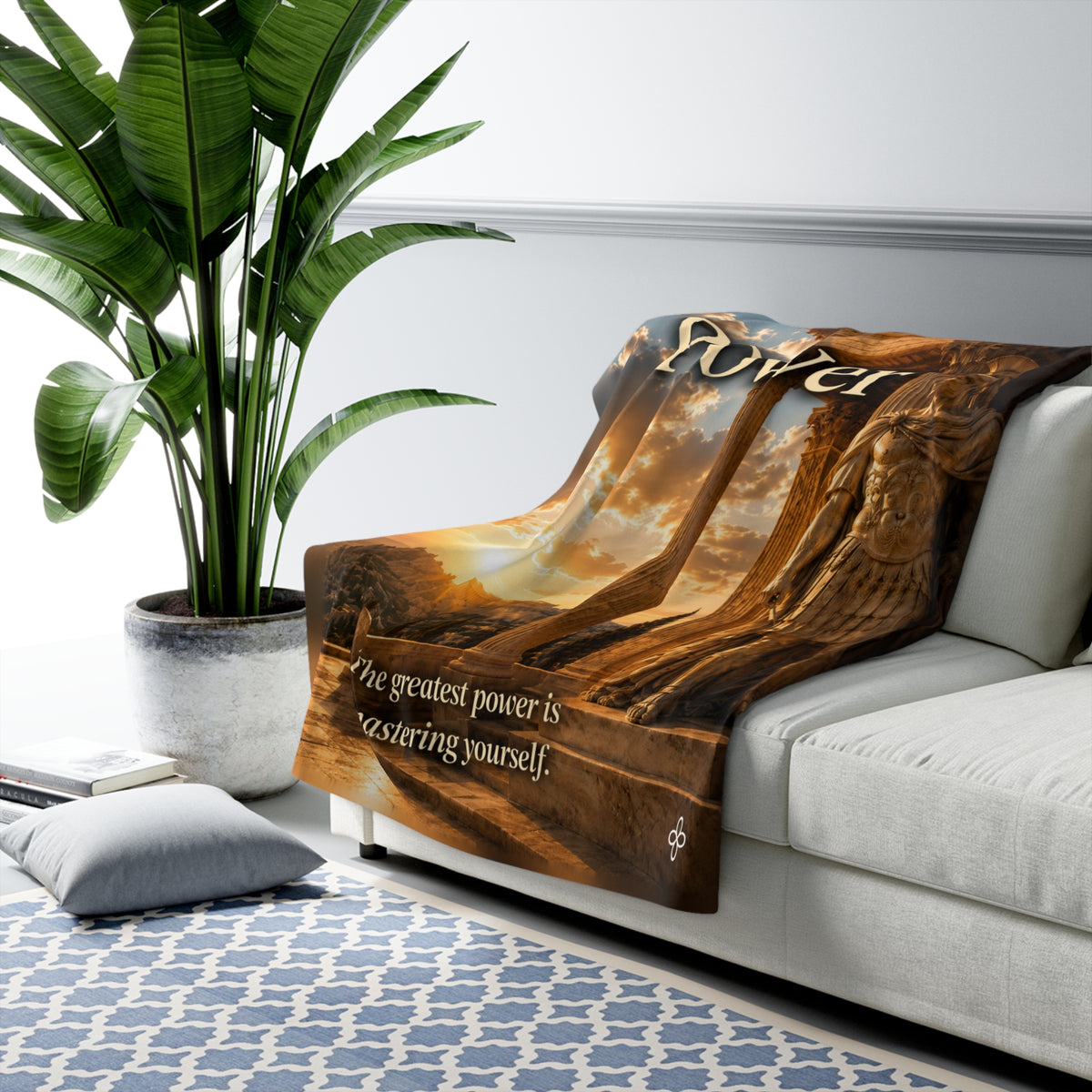 Power Motivational Sherpa Blanket | Inspirational Quote Sherpa Fleece Throw | Uplifting Gift | Better Every Day