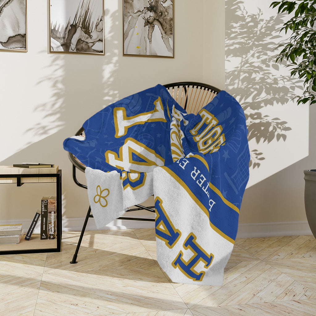 Personalized Volleyball Blanket - Varsity Split Design | Custom Team Name, Number or Class Year & Player Name | Volleyball Player, Senior Night Gift | Plush Throw