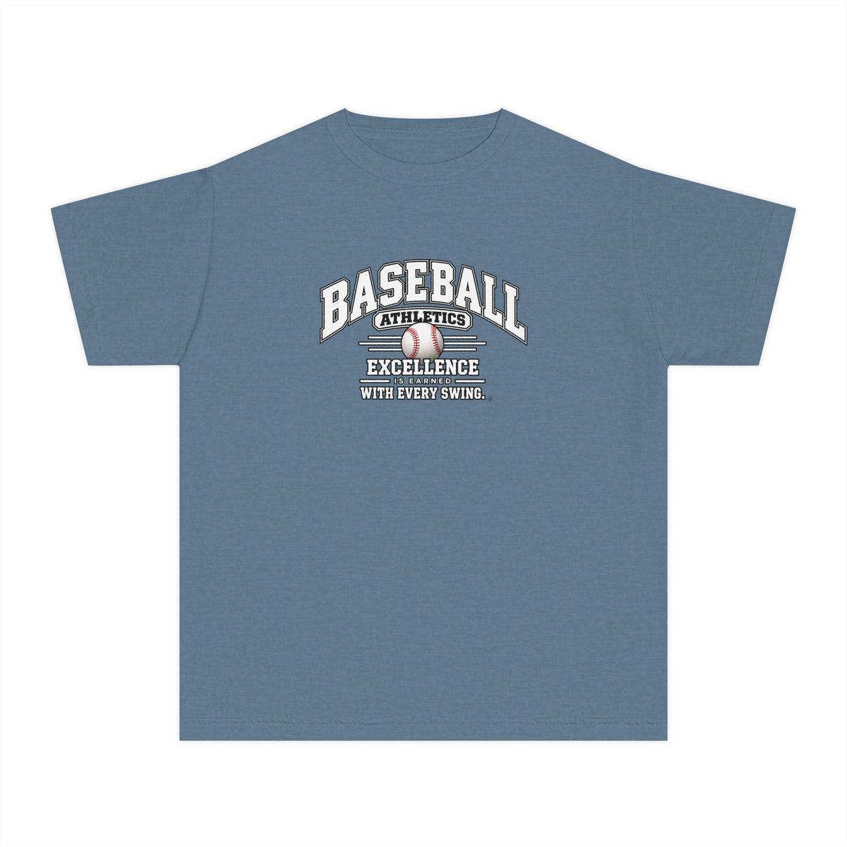 Baseball Athletics Youth T-Shirt | Excellence Is Earned With Every Swing | Kids Baseball Comfort Colors Youth Tee