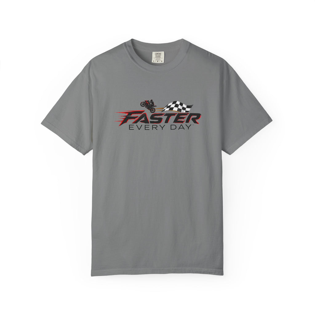 Faster Every Day Checkered Flag Logo Tee | Motorcycle Racing Shirt | Comfort Colors T-Shirt