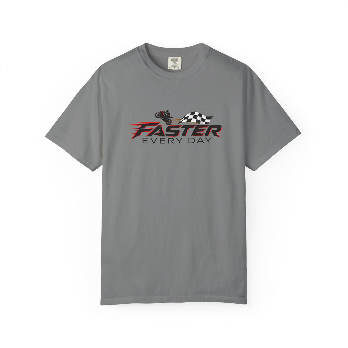 Faster Every Day Checkered Flag Logo Tee | Motorcycle Racing Shirt | Comfort Colors T-Shirt