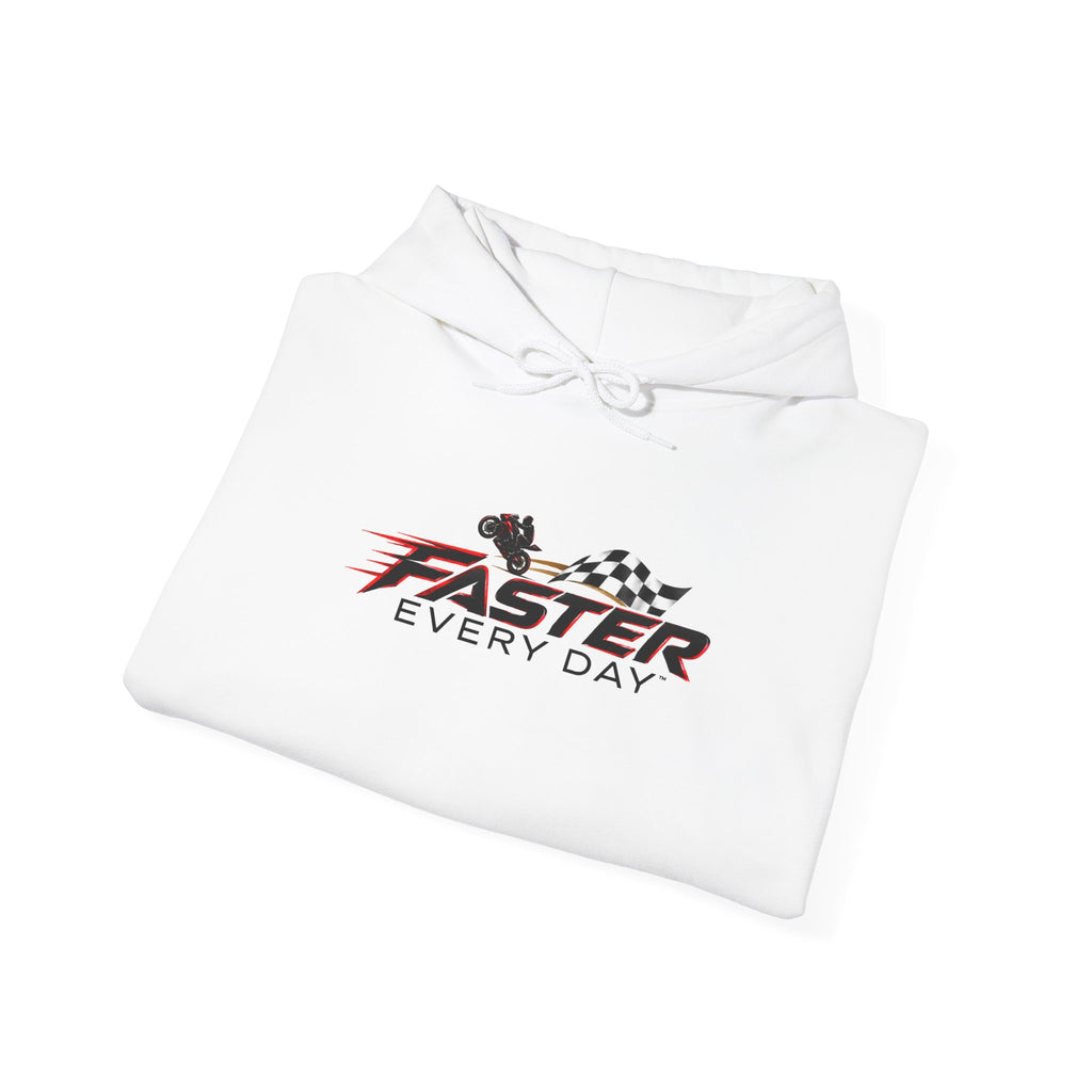 Faster Every Day Checkered Flag Logo Hoodie | Motorcycle Racing Gift | Gildan Hoodie