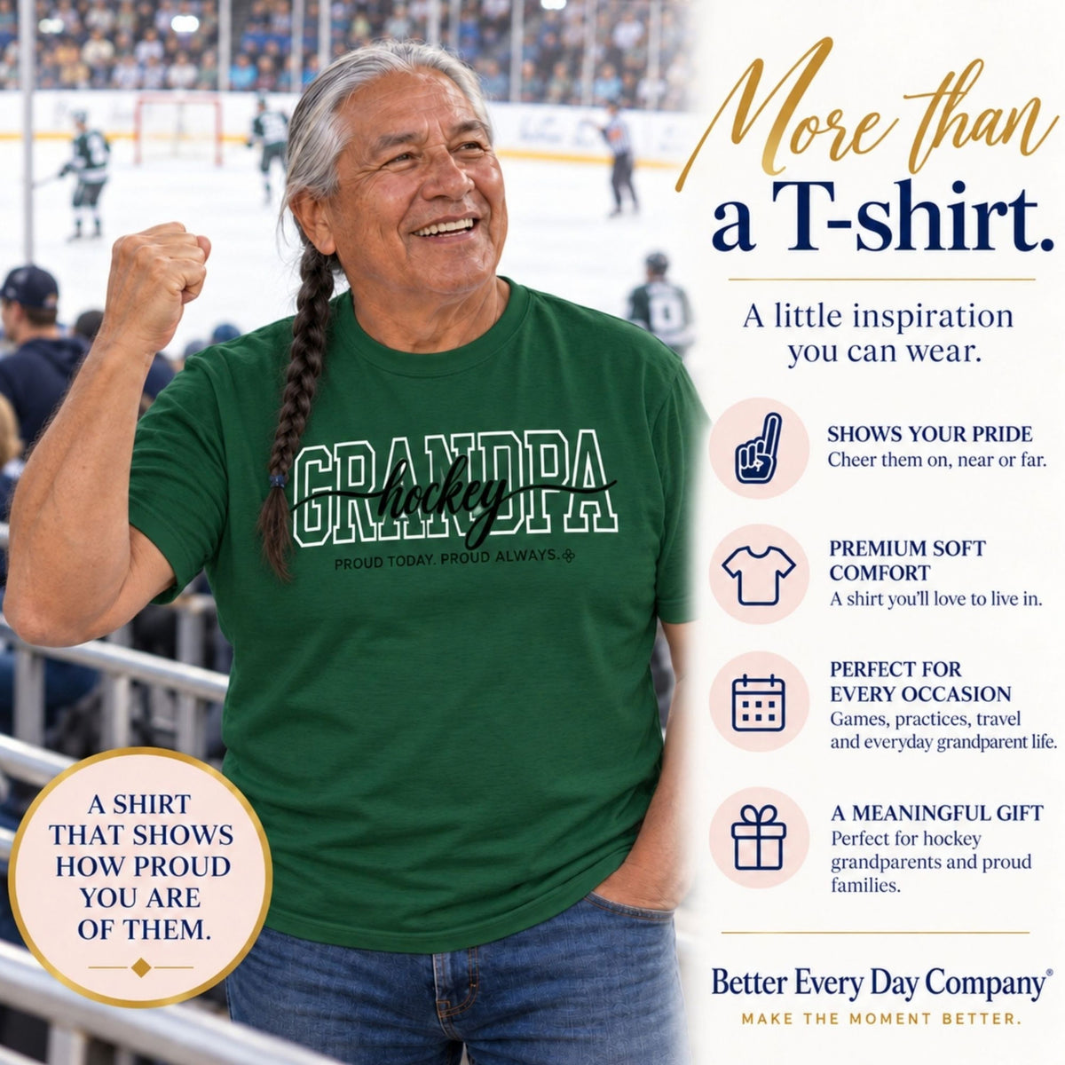 HOCKEY Grandpa Shirt - Proud Today. Proud Always. | Choose Your Team Shirt Color | Comfort Colors Tee