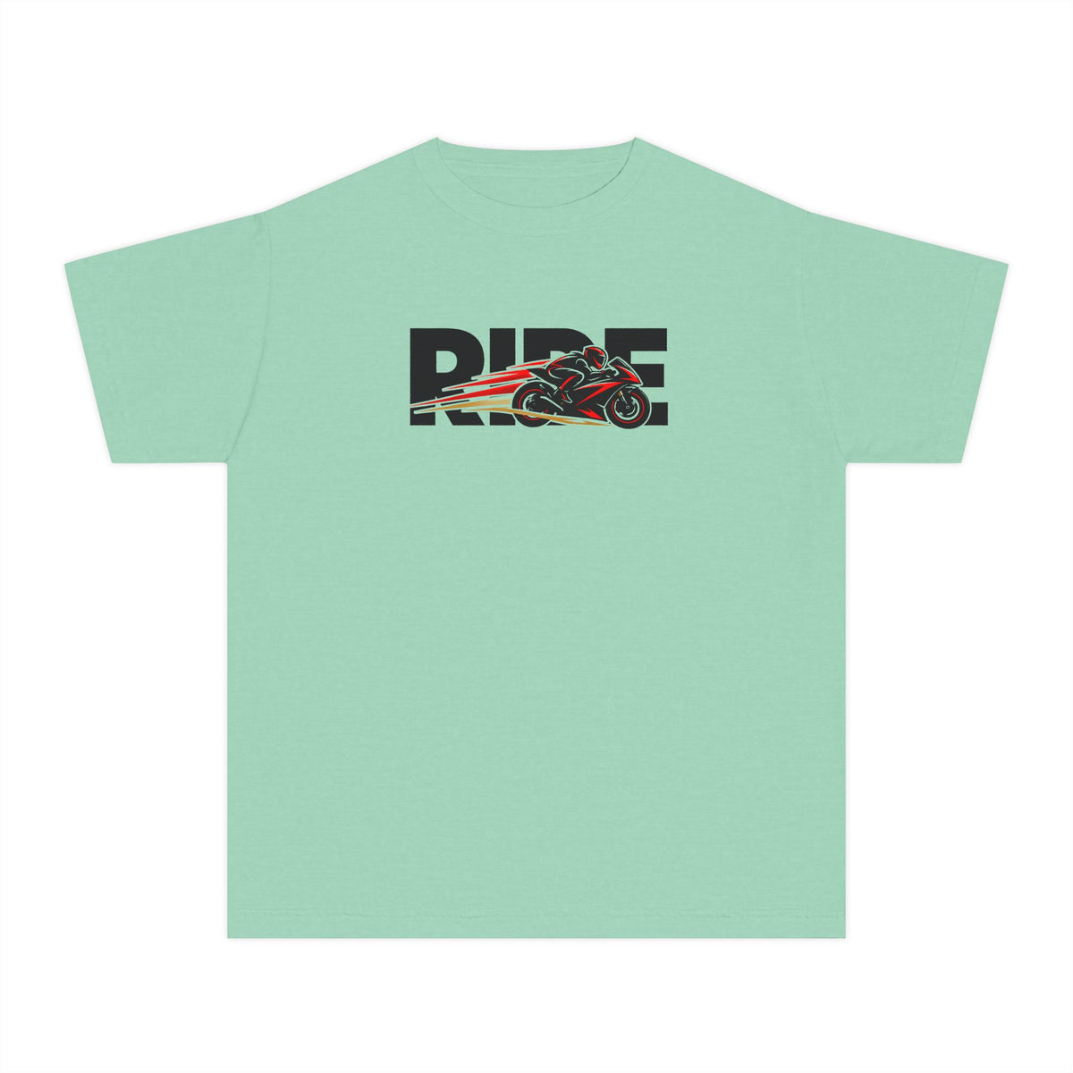 RIDE Sport Bike Youth T-Shirt | Sport Bike Rider Graphic | Kids Comfort Colors Youth Tee