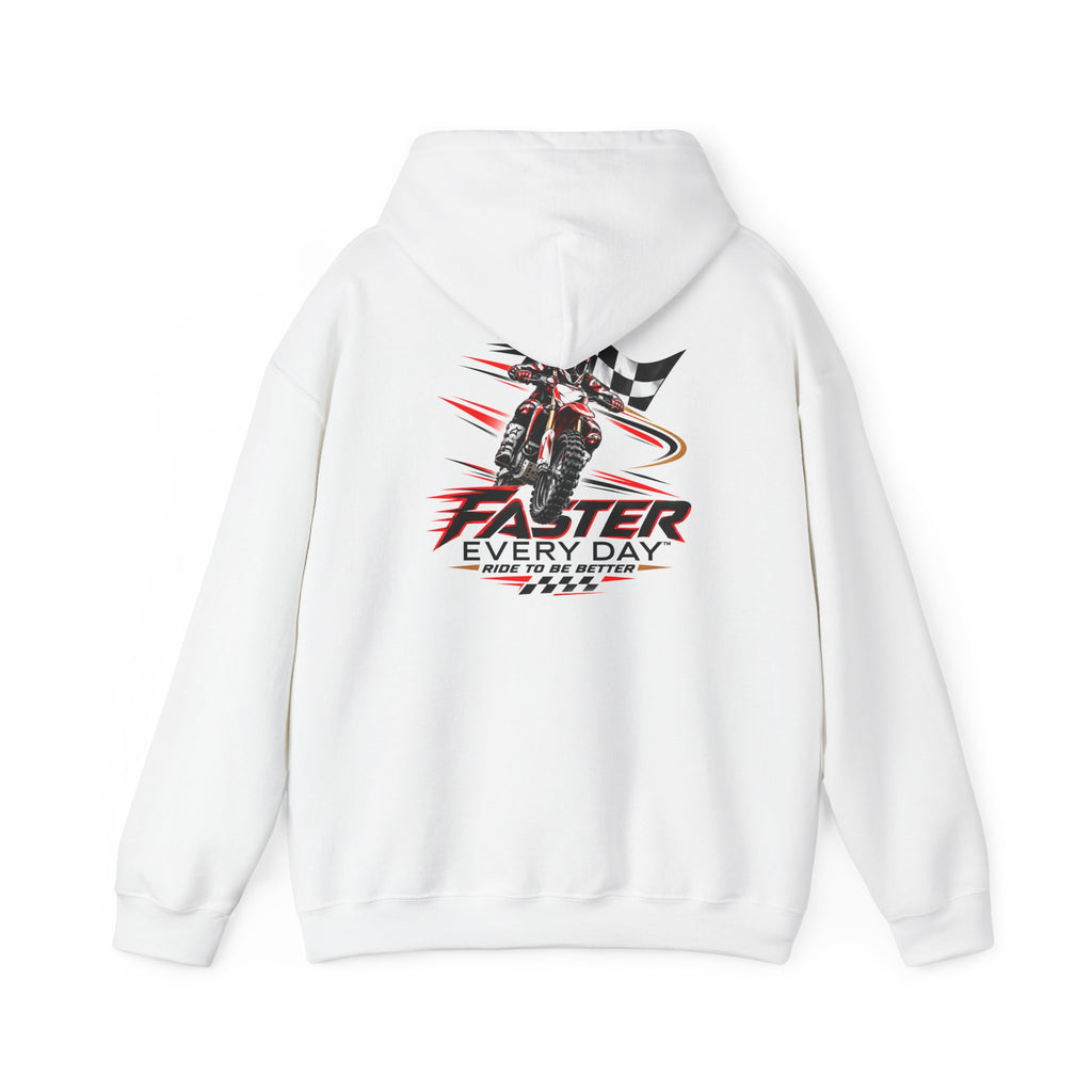 Faster Every Day Ride to Be Better Dirt Bike Hoodie | Front Logo and Back Print | Motocross Gildan Hoodie