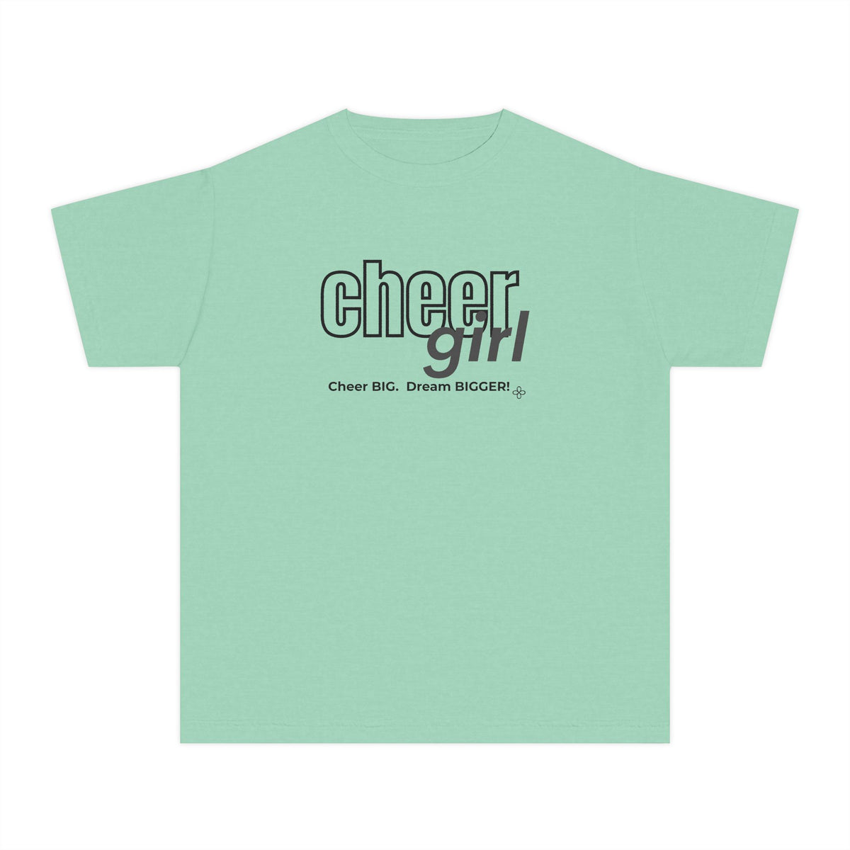 Cheer Girl Youth T-Shirt | Cheer Big, Dream Bigger | Girls Cheer Comfort Colors Youth Tee