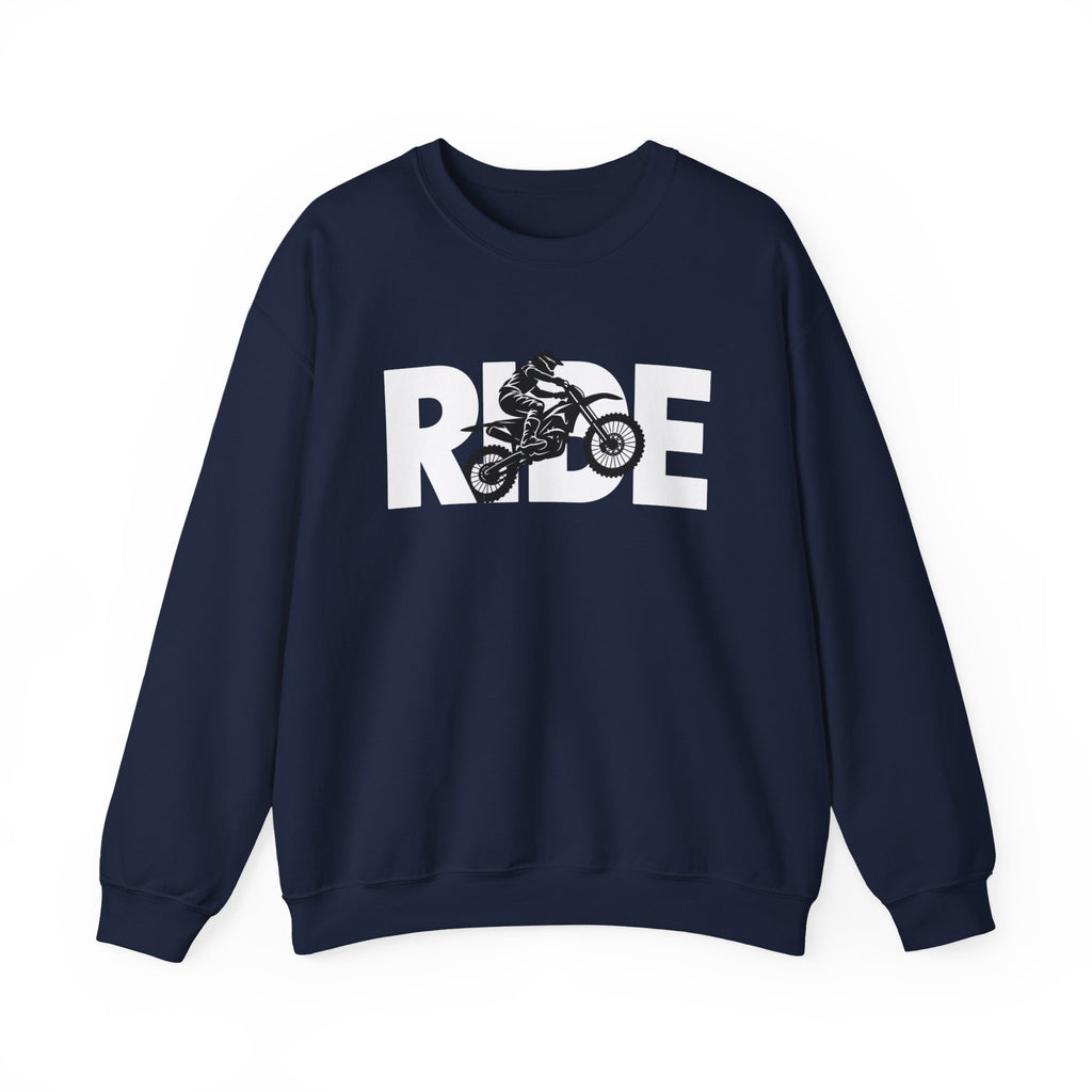 RIDE Dirt Bike Sweatshirt | Dirt Bike Rider Graphic | Gildan Crewneck