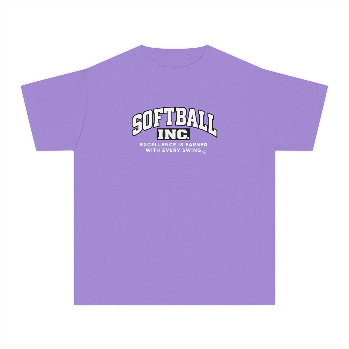 Softball Inc. Youth T-Shirt | Excellence Is Earned With Every Swing | Girls Softball Comfort Colors Youth Tee