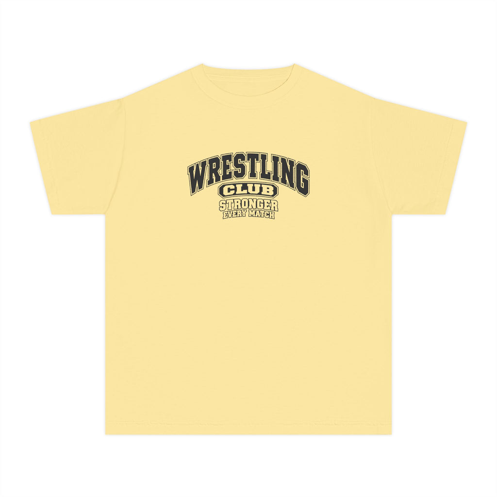 Wrestling Club Youth T-Shirt | Stronger Every Match | Kids Wrestling Comfort Colors Youth Tee