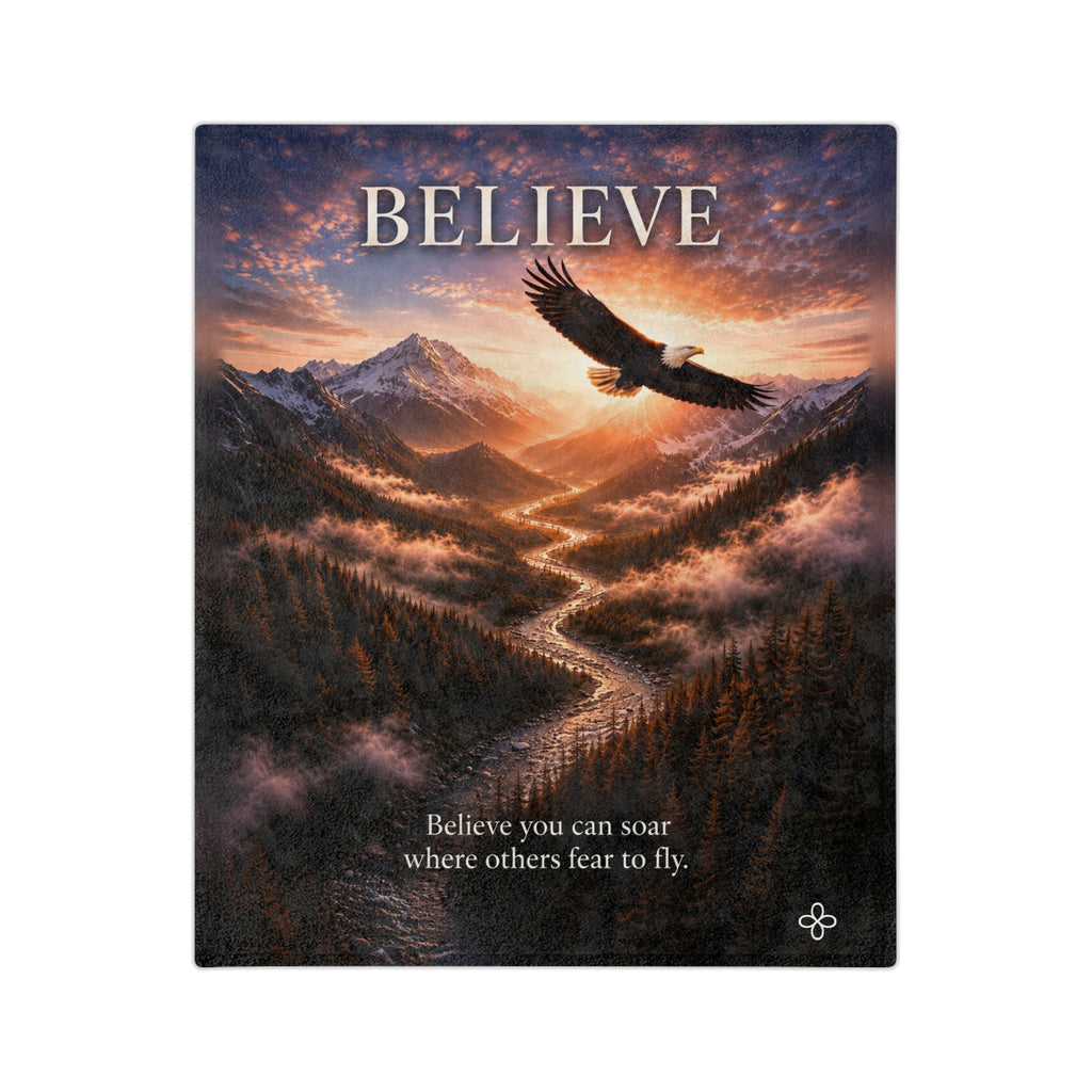 Believe Motivational Blanket | Inspirational Quote Plush Throw Blanket | Uplifting Gift | Better Every Day
