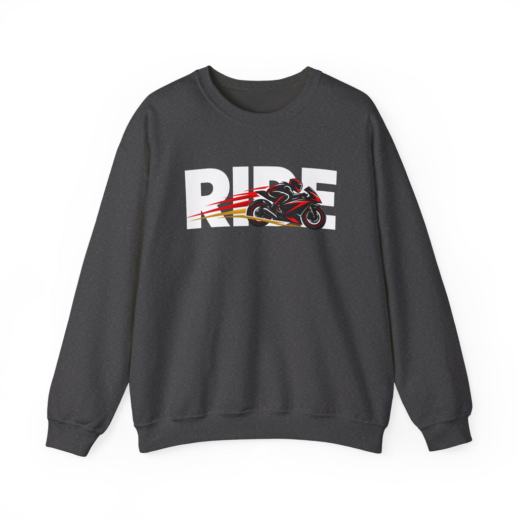 RIDE Sport Bike Sweatshirt | Sport Bike Rider Graphic | Gildan Crewneck