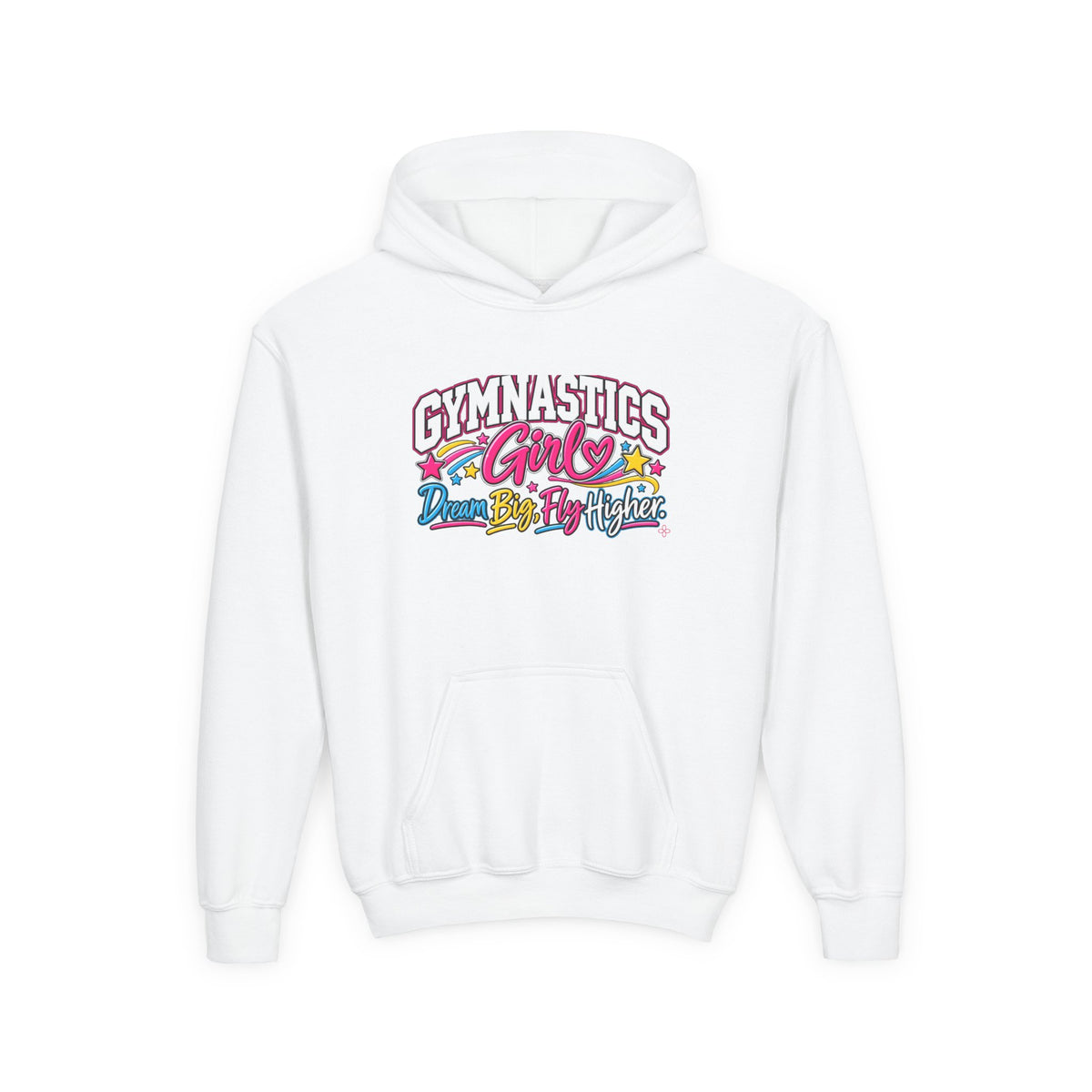 Gymnastics Girl Youth Hoodie | Dream Big, Fly Higher | Girls Gymnastics Youth Hoodie