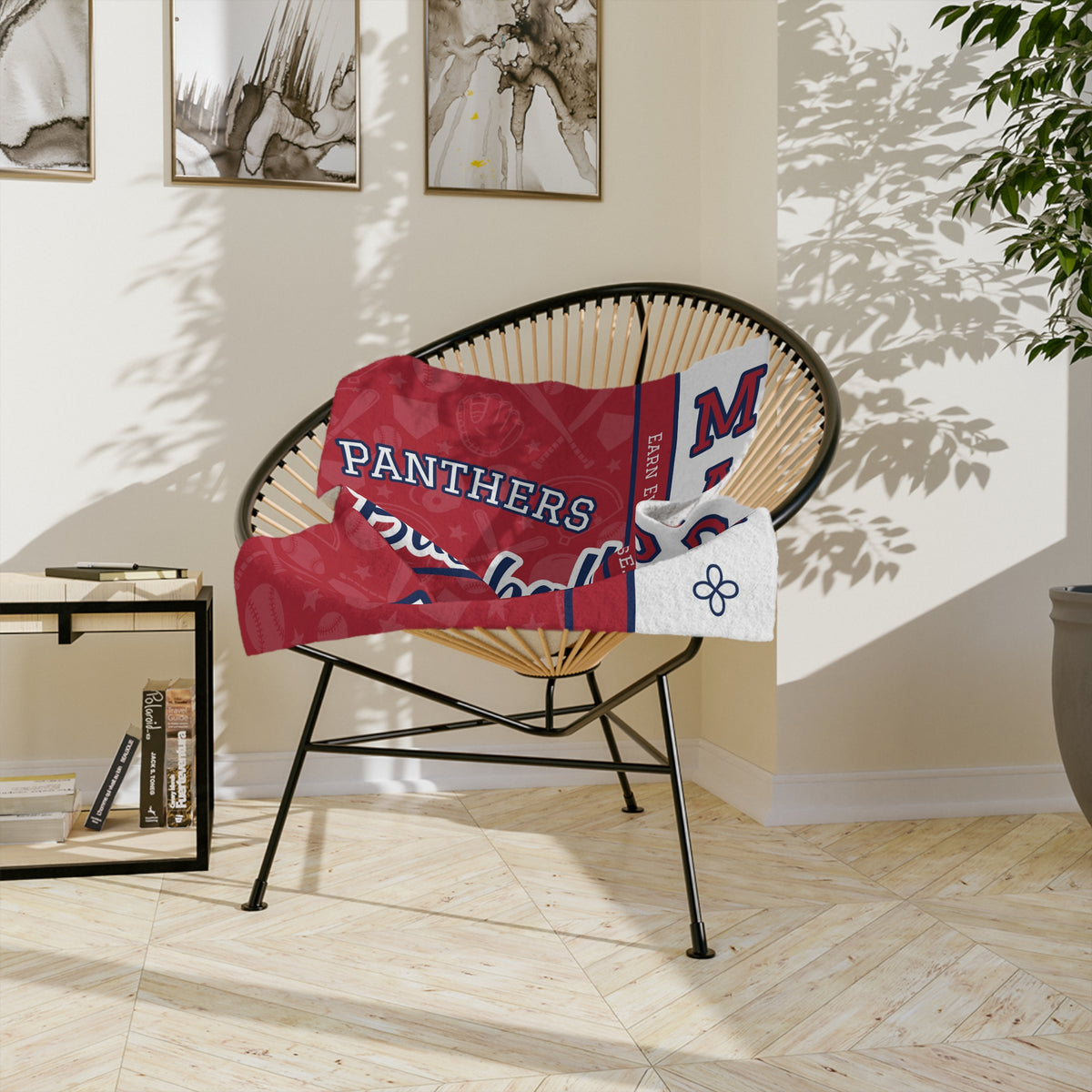Personalized Baseball Blanket - Varsity Split Design | Custom Team Name, Number or Class Year & Player Name | Baseball Player, Senior Night Gift | Plush Throw