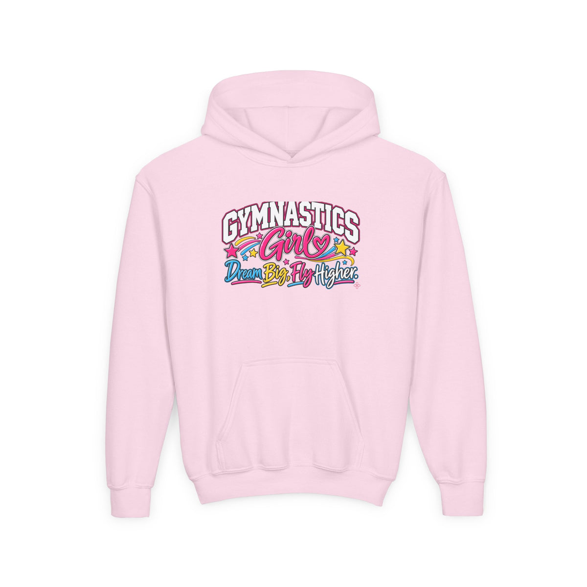 Gymnastics Girl Youth Hoodie | Dream Big, Fly Higher | Girls Gymnastics Youth Hoodie